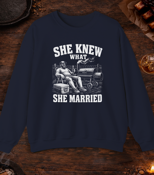 She Knew What She Married Crewneck - Navy