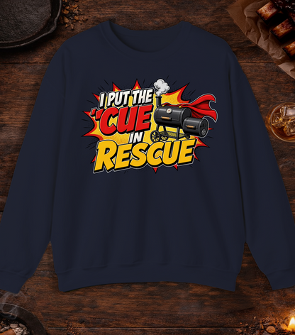 Cue in Rescue Crewneck - Navy