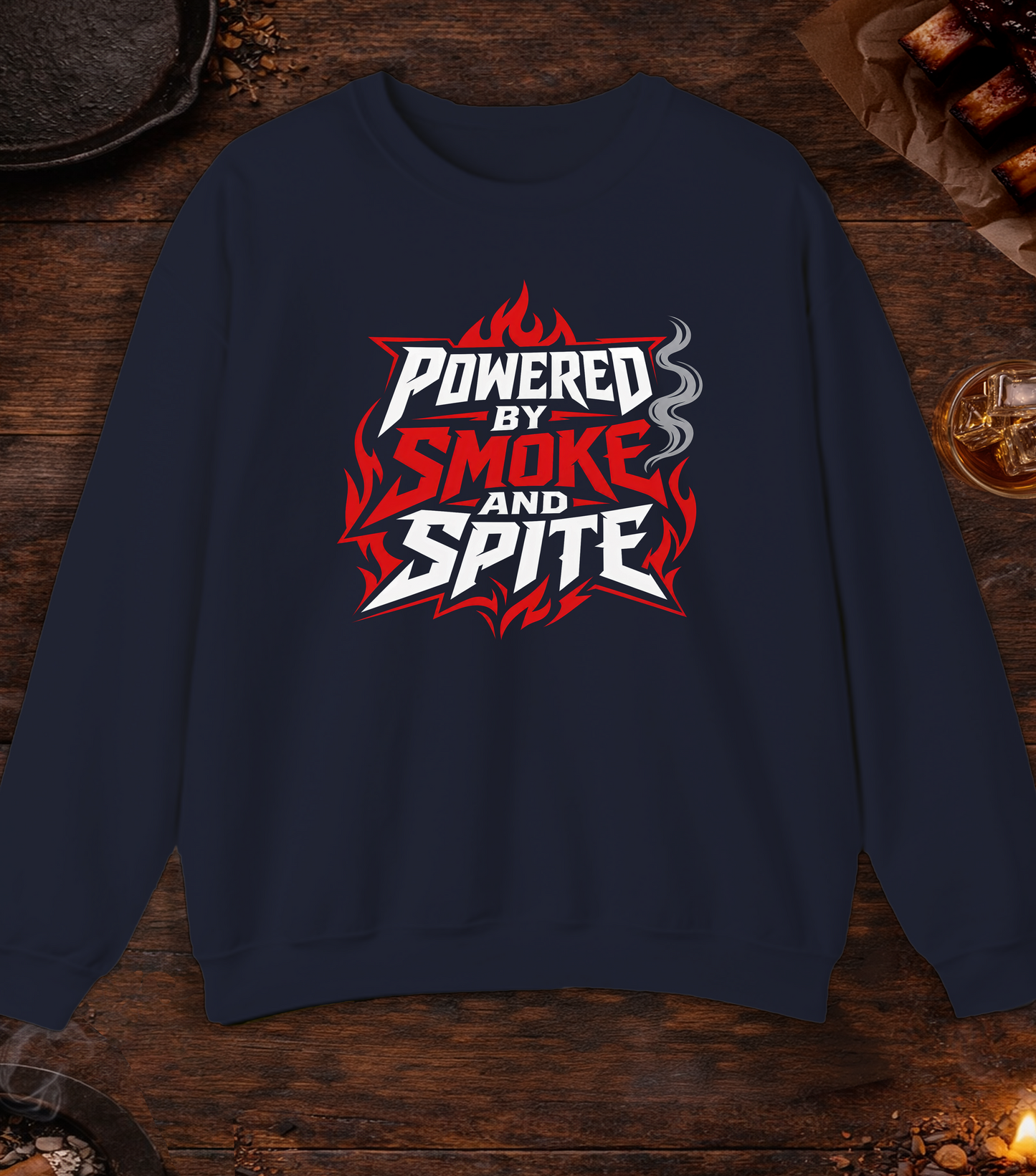 Powered By Smoke and Spite Crewneck - Navy
