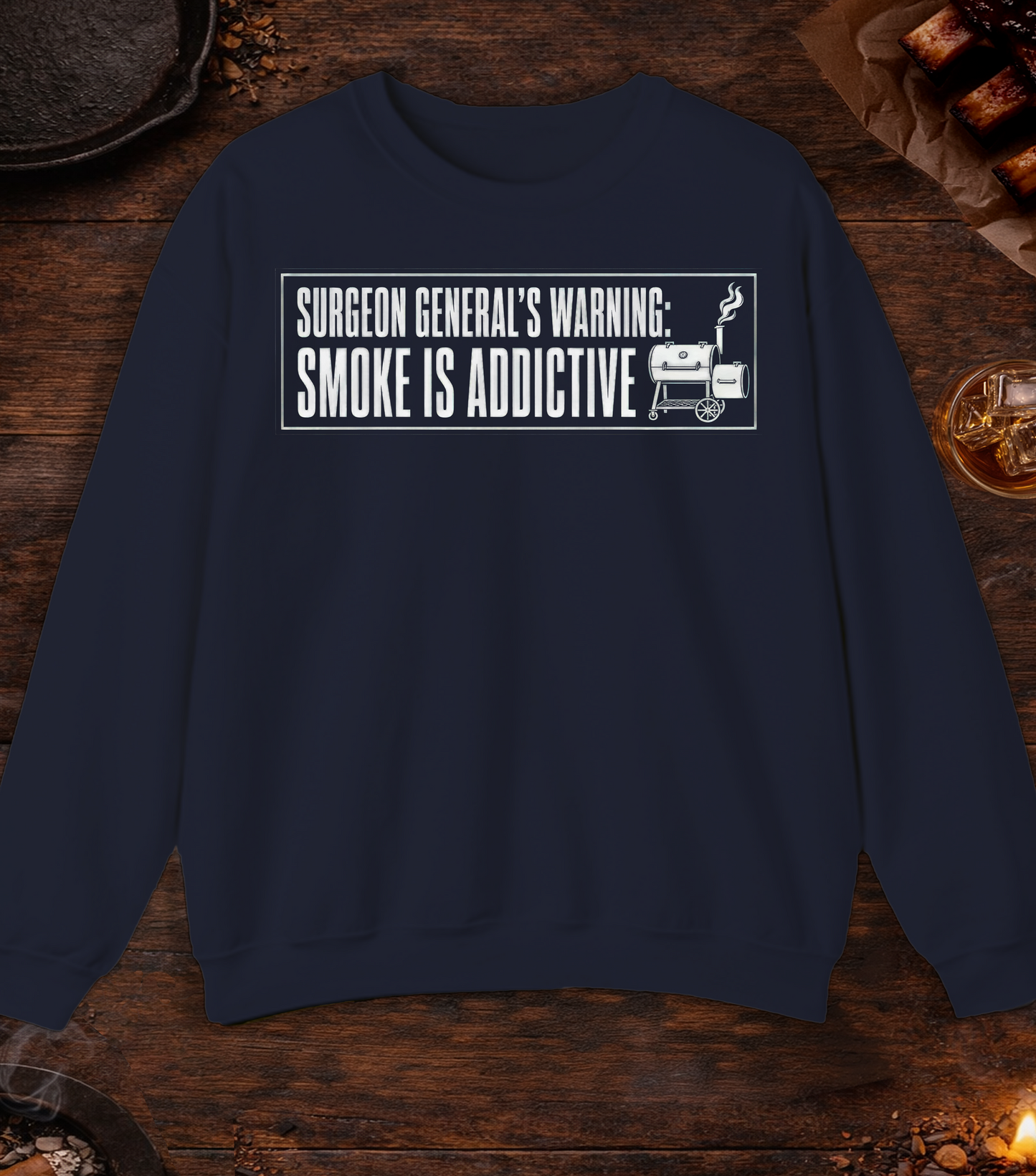 Surgeon General's Warning: Smoke Is Addictive Crewneck - Navy