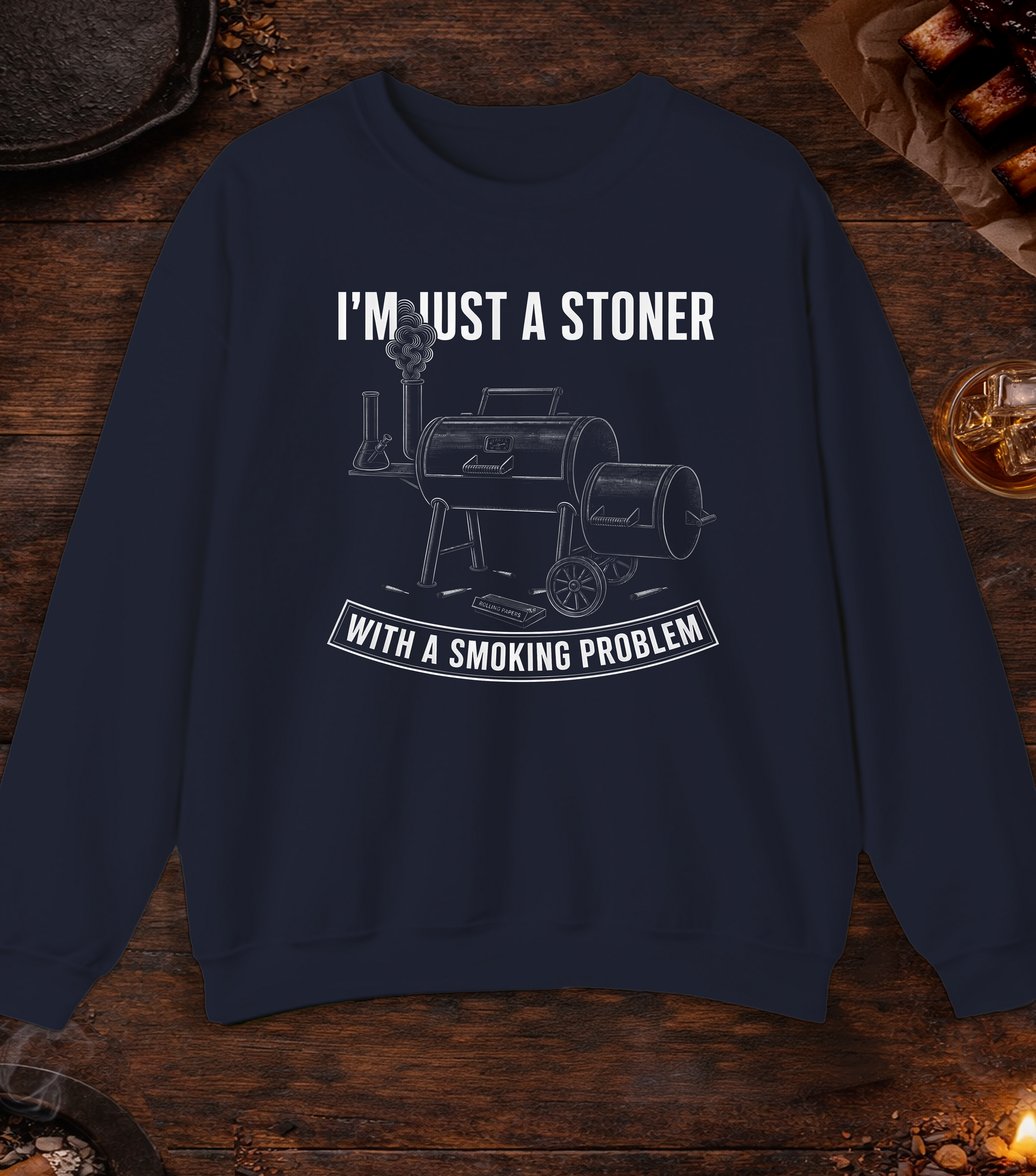 Stoner Smoking Problem Crewneck - Navy