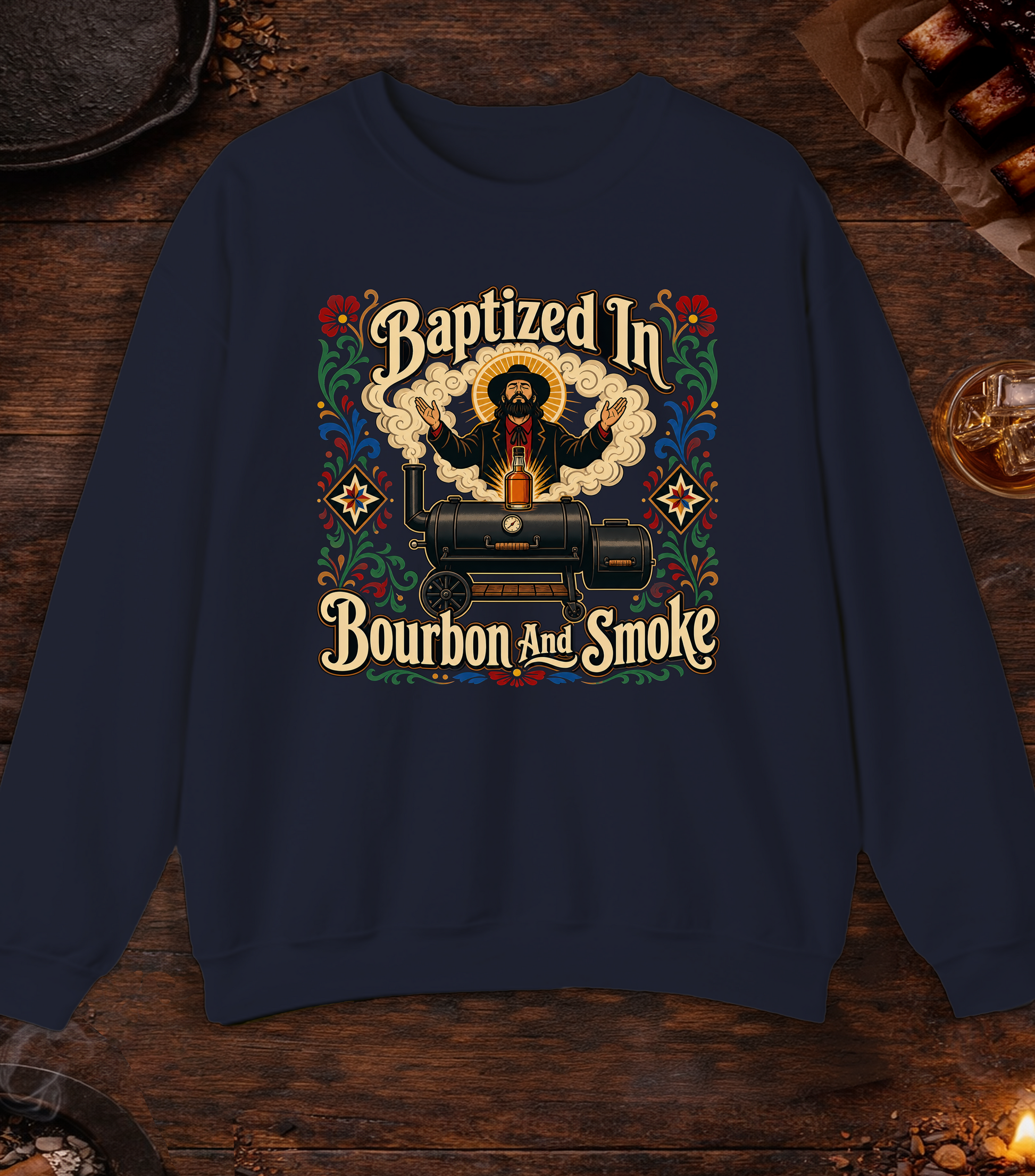 Bourbon And Smoke Crewneck - Navy
