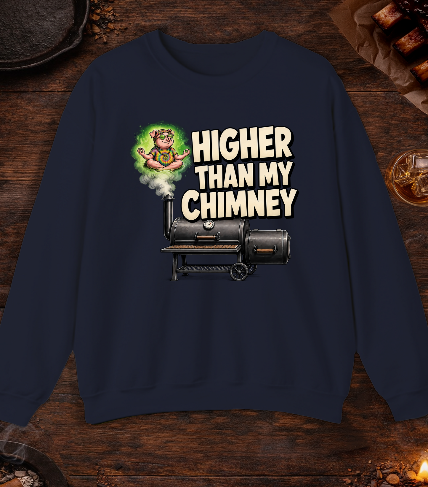 Higher Than Chimeny Crewneck - Navy