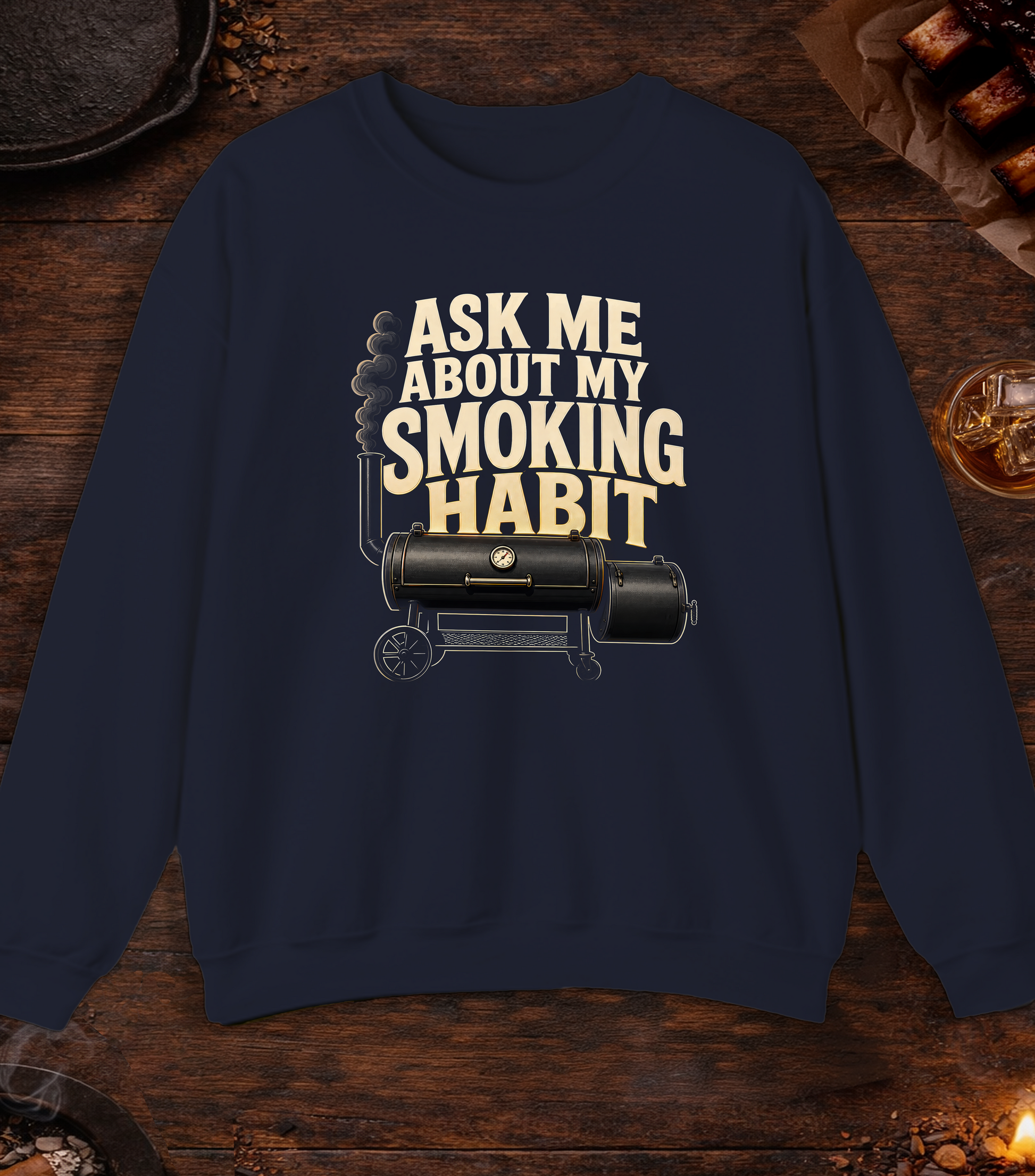Smoking Habit Crewneck - Navy