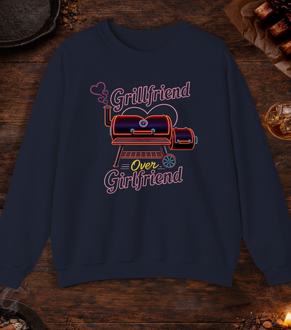 Grillfriend Over Girlfriend Crewneck - Navy