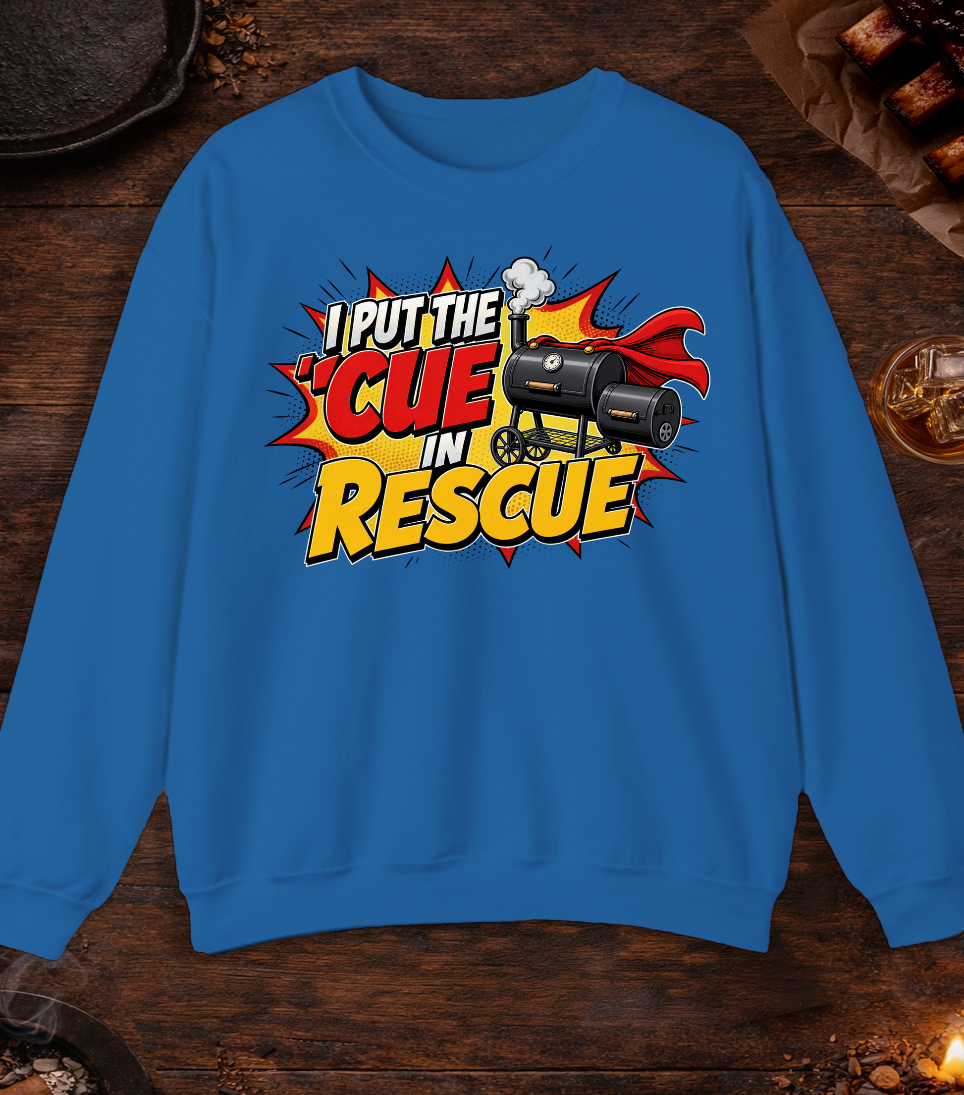 Cue in Rescue Crewneck - Royal