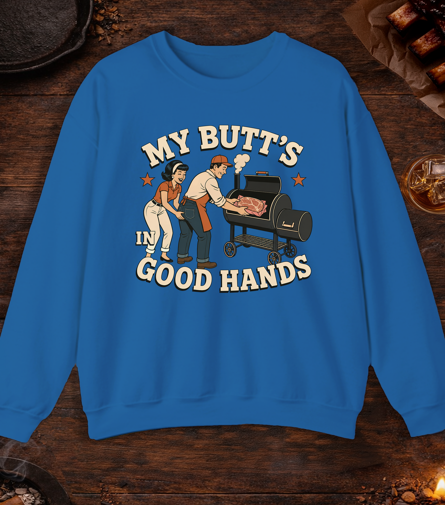 Butt Good Hands Crewneck - Royal