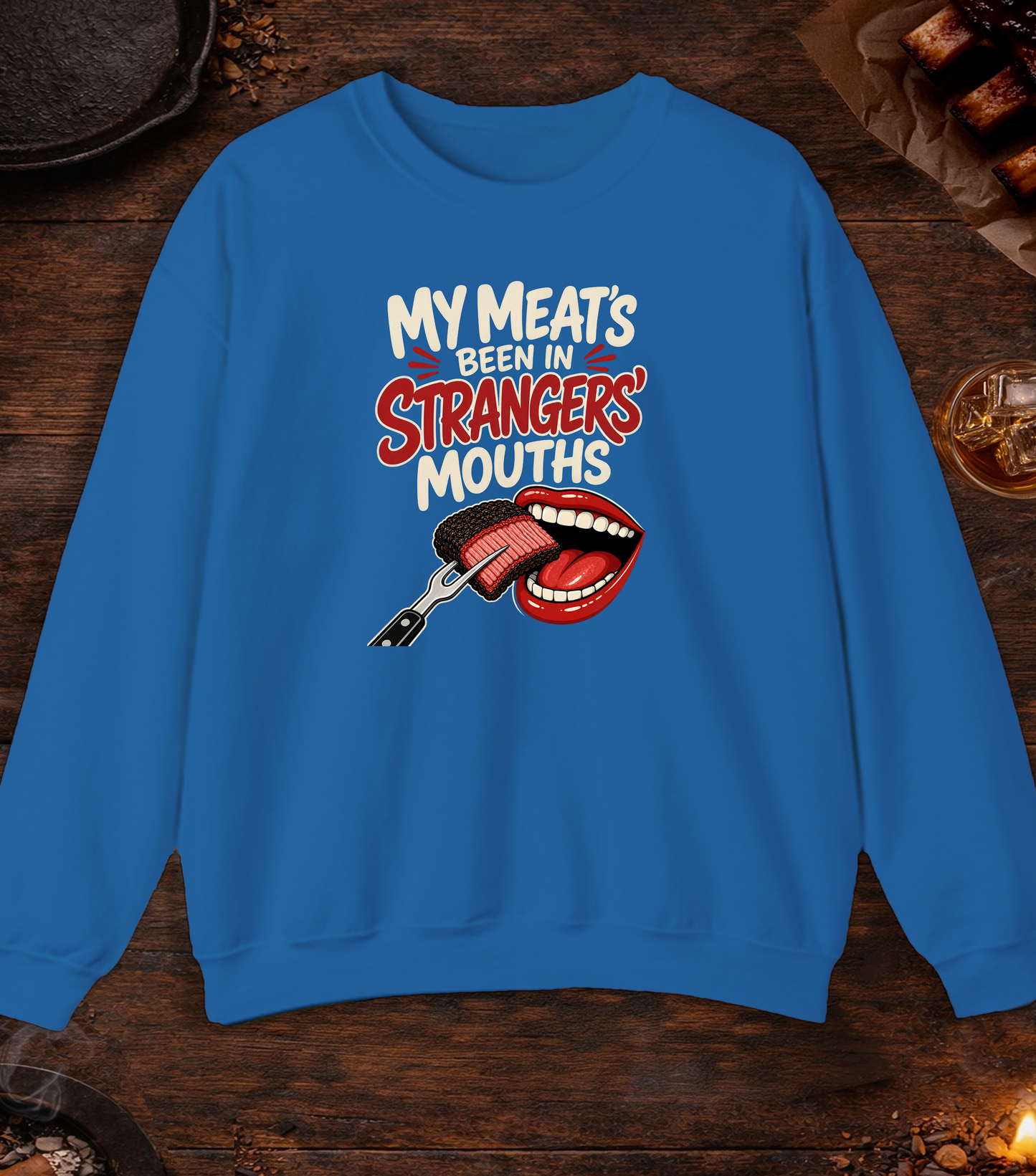 Meat in Strangers Mouths Crewneck - Royal
