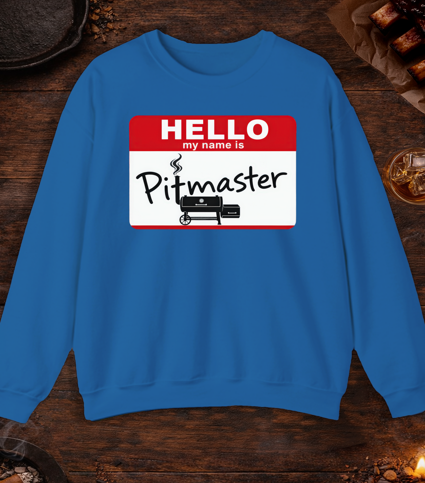 Hello My Name Is Pitmaster Crewneck - Royal