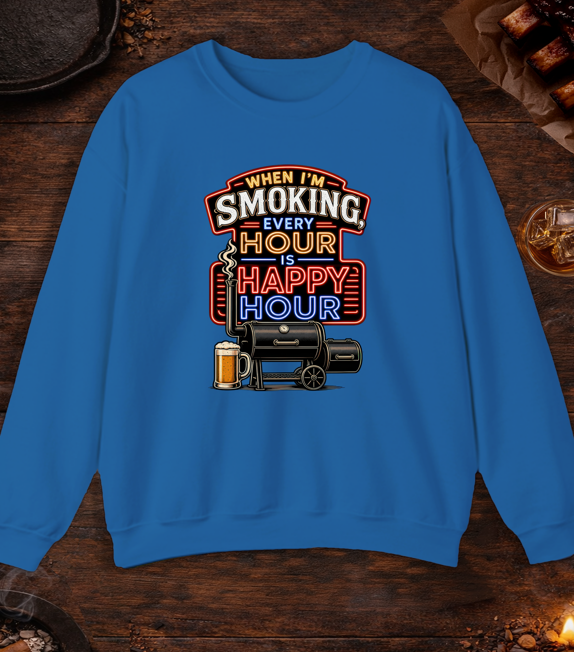 Smoking Happy Hour Crewneck - Royal