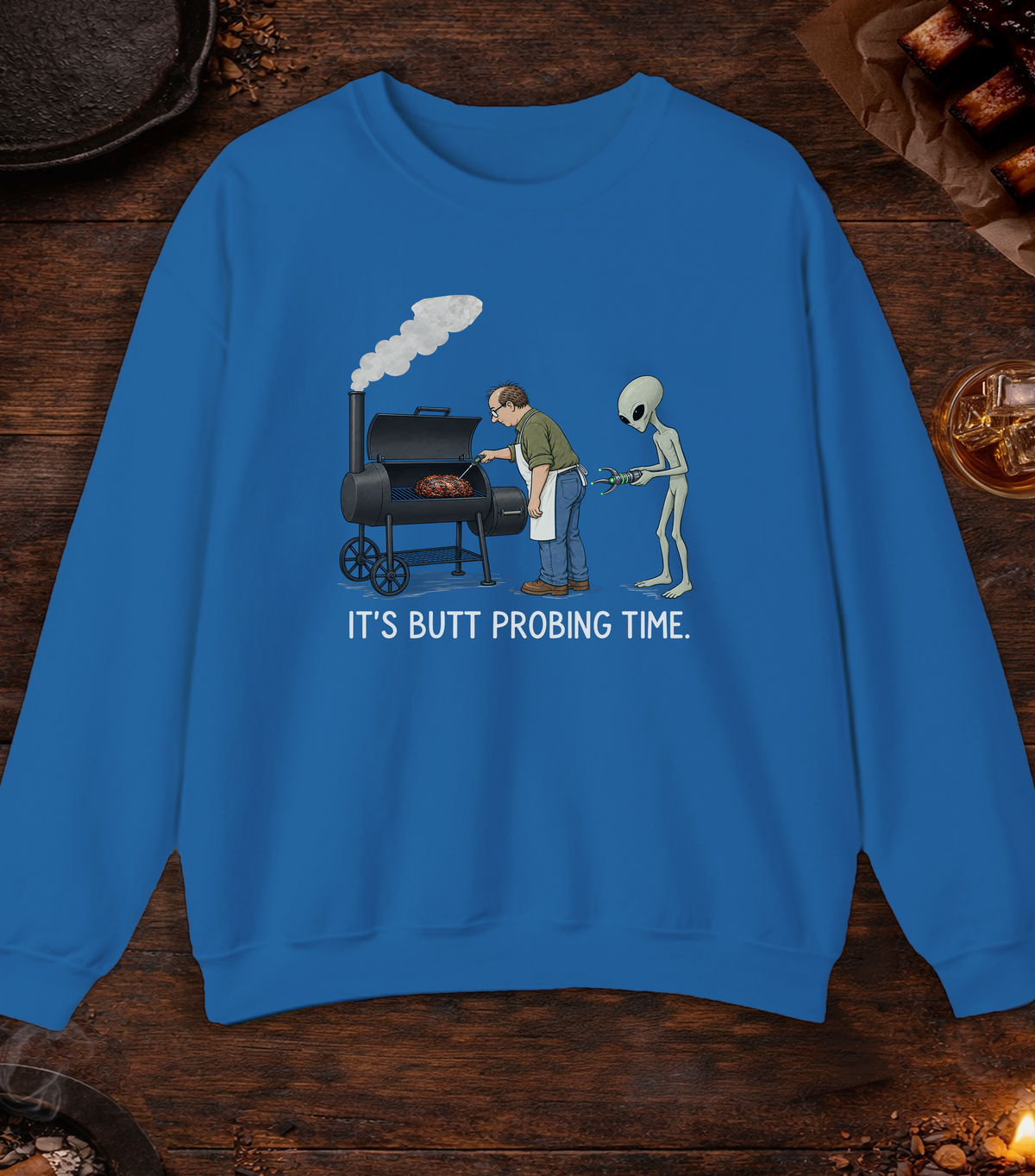 Butt Probing Time Crewneck - Royal