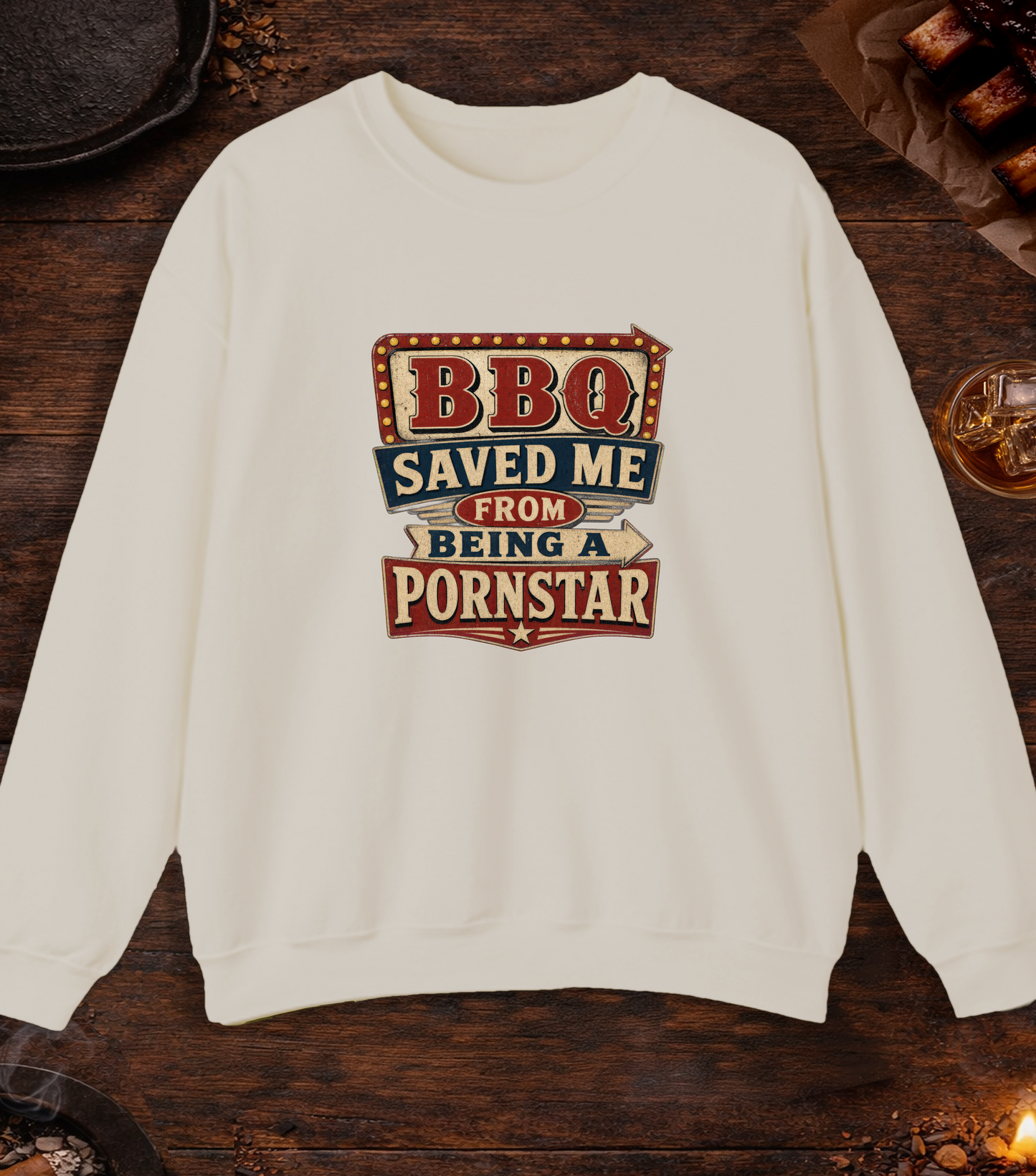 BBQ Saved Me Crewneck - Sand