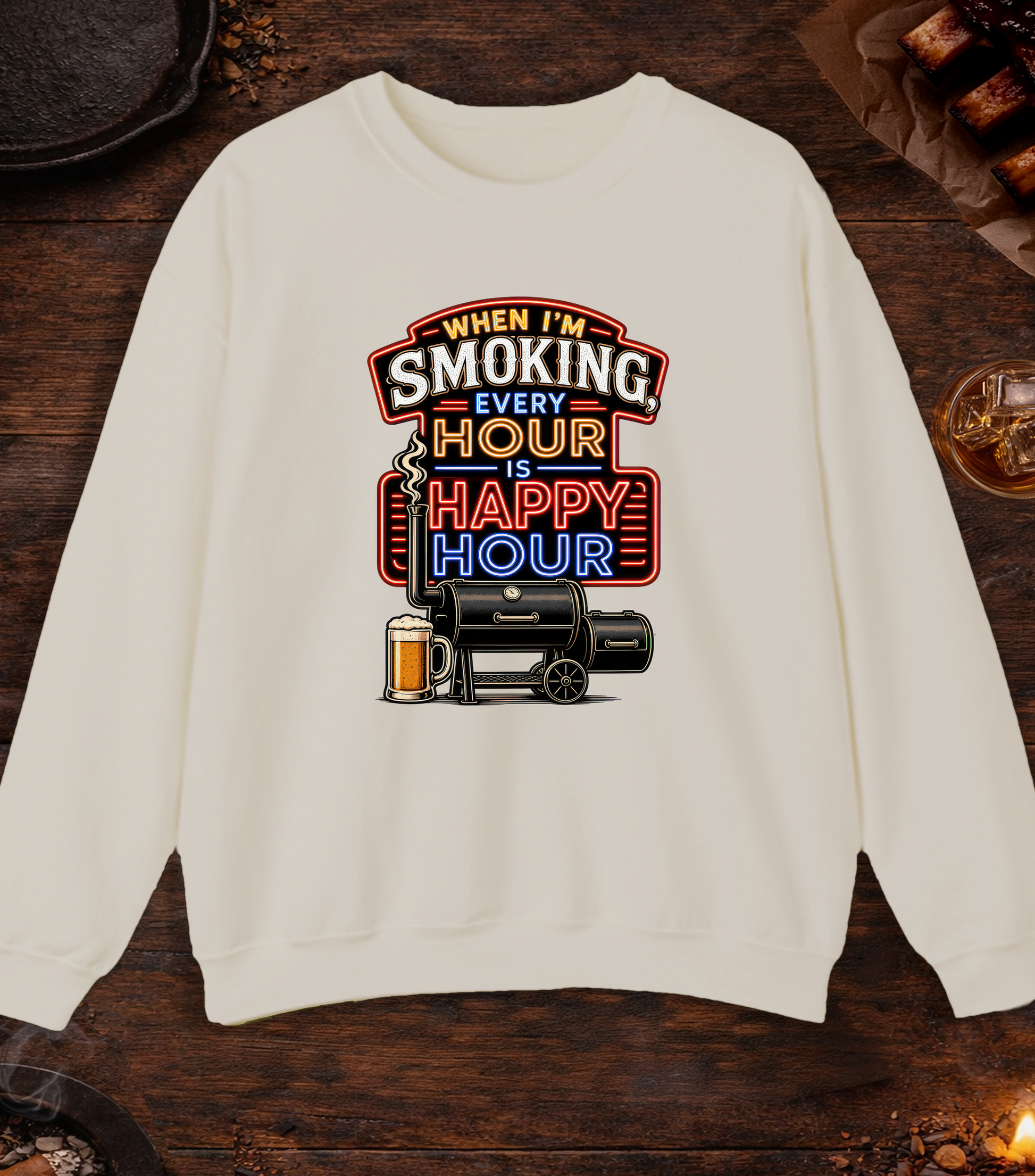 Smoking Happy Hour Crewneck - Sand