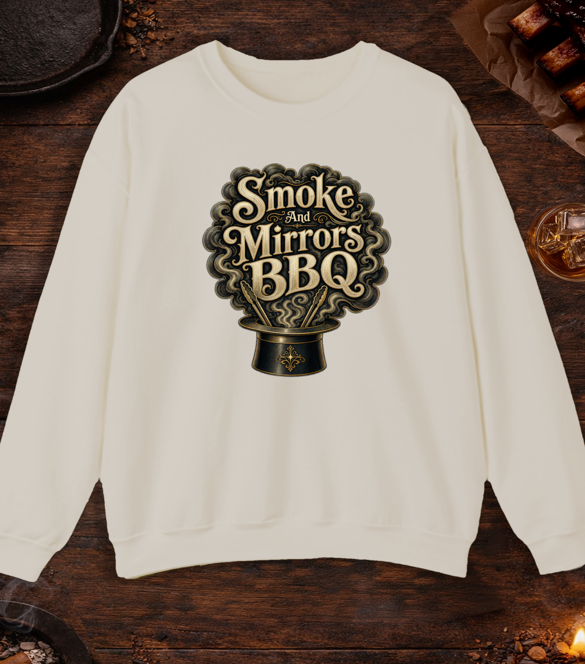 Smoke and Mirrors BBQ Crewneck - Sand