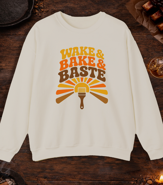 Wake and Bake and Baste Crewneck - Sand