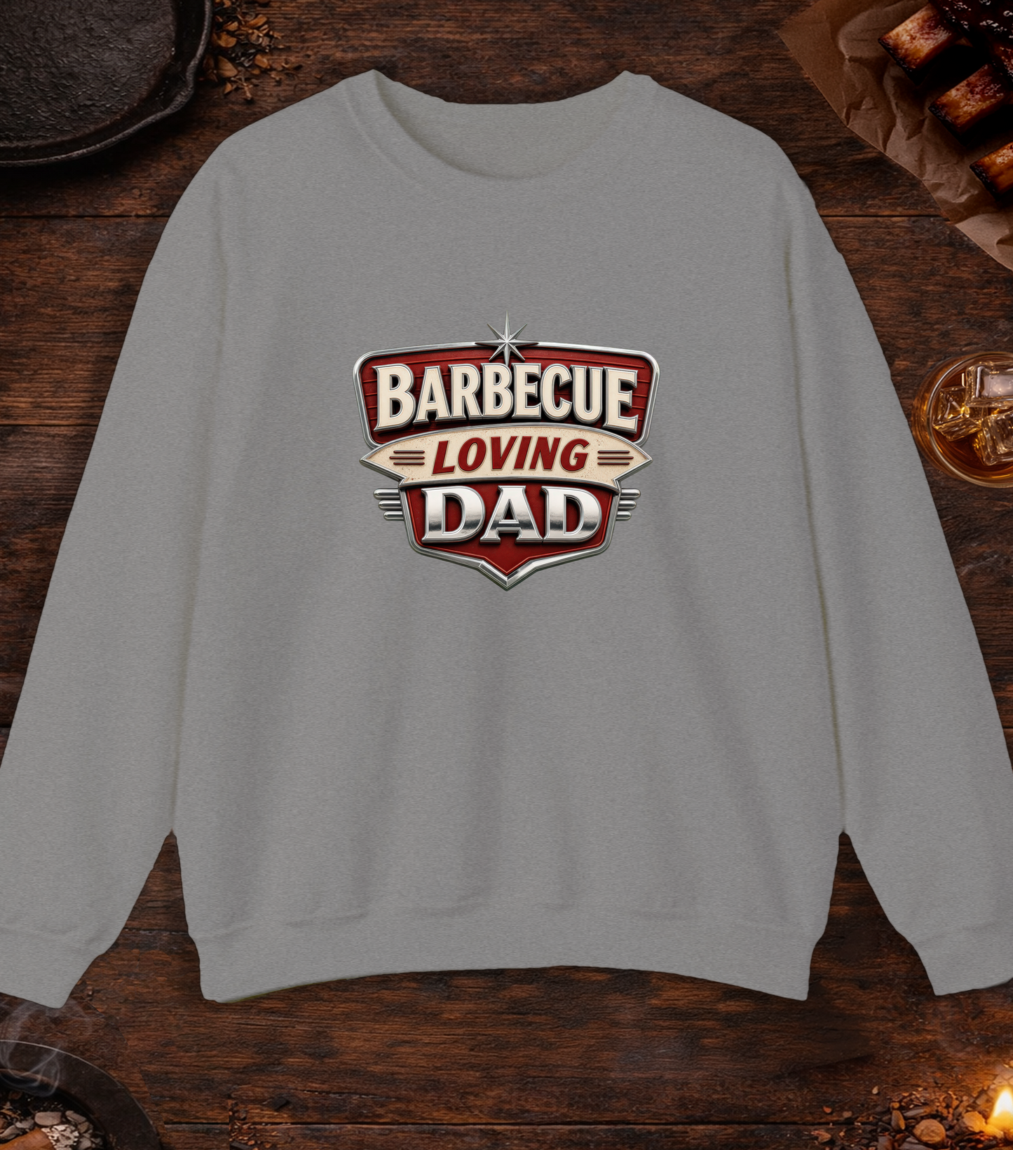 BBQ Loving Dad Crewneck - Sport Grey