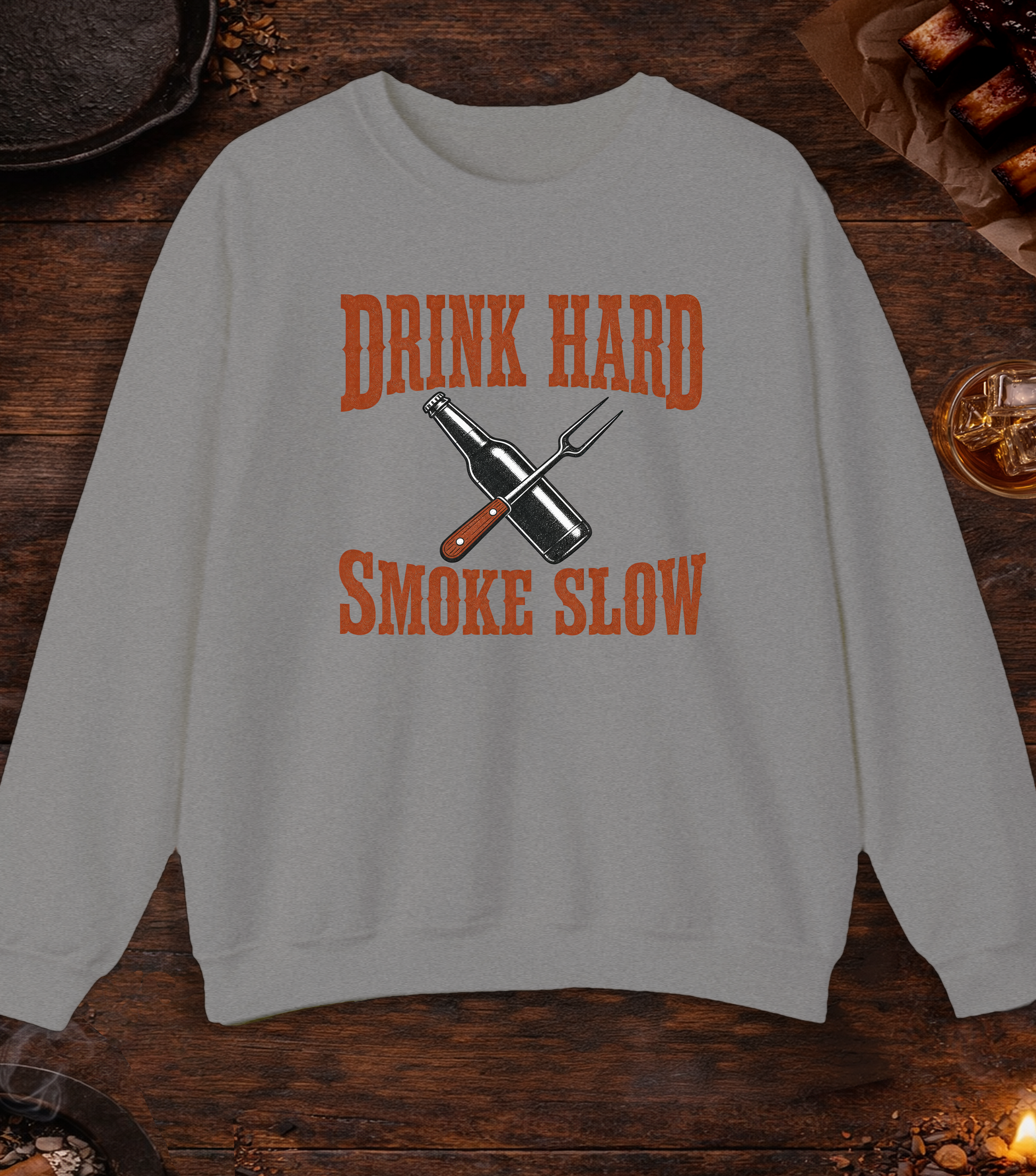 Drink Hard Smoke Slow Crewneck - Sport Grey