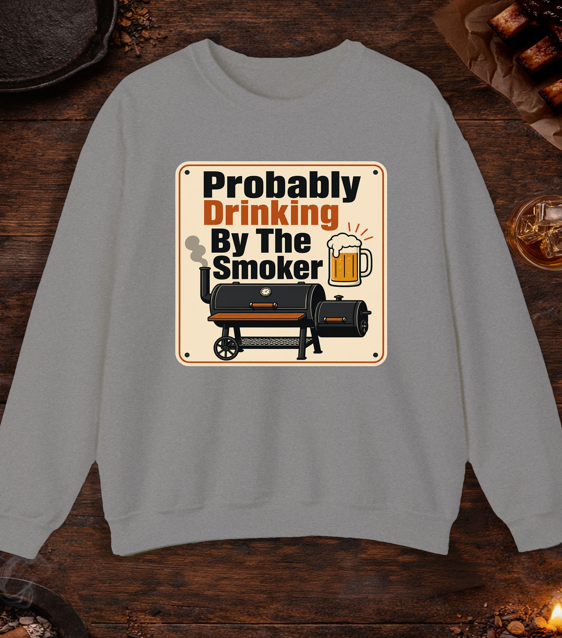 Drinking By Smoker Crewneck - Sport Grey