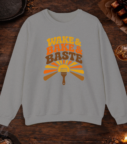 Wake and Bake and Baste Crewneck - Sport Grey