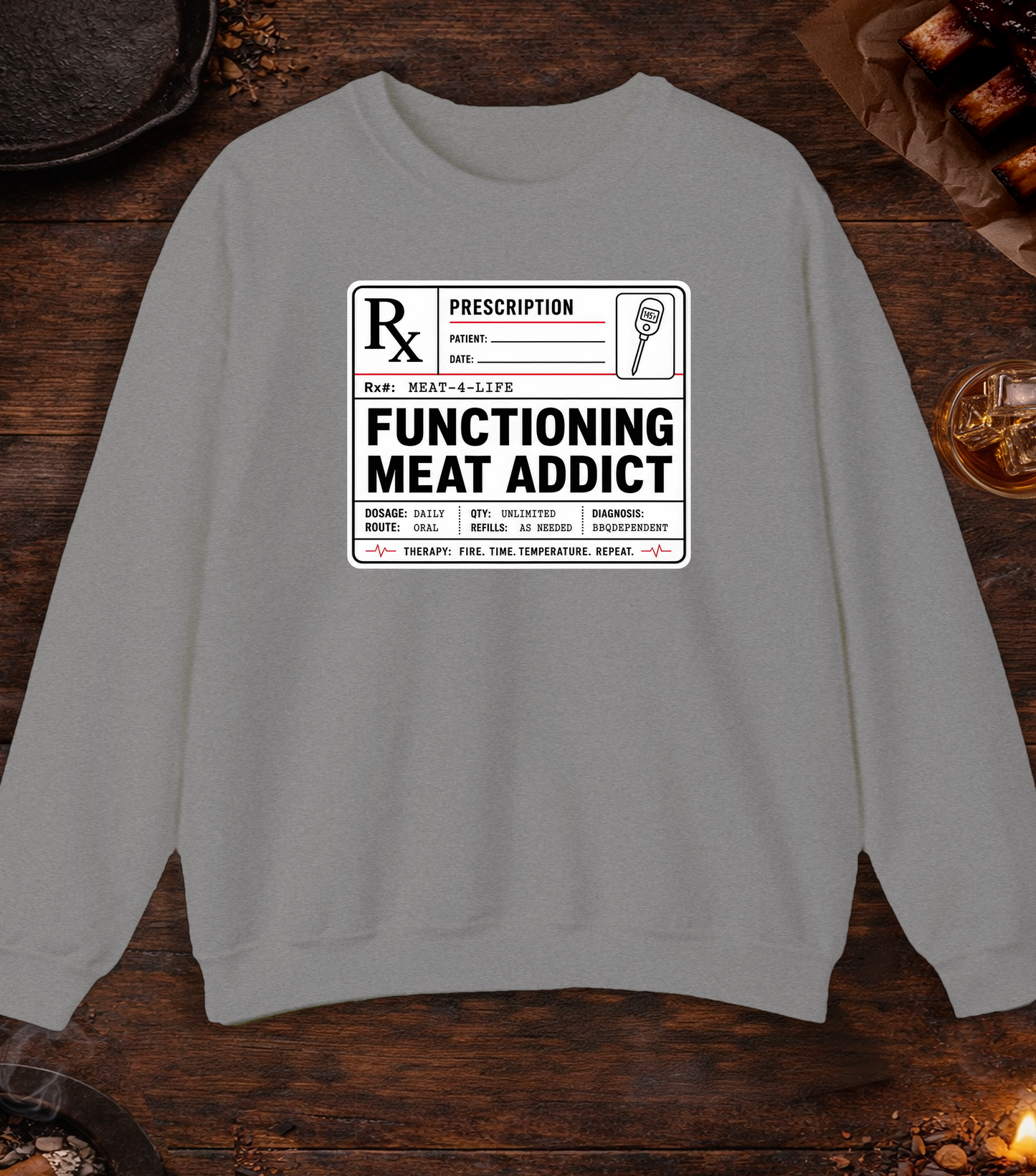 Functioning Meat Addict Crewneck - Sport Grey