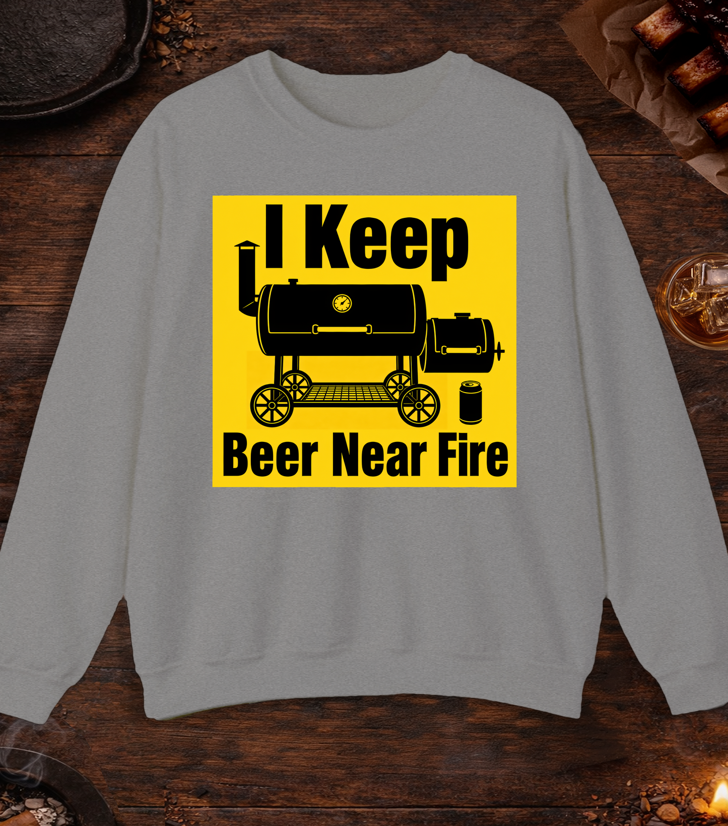 Beer Near Fire Crewneck - Sport Grey