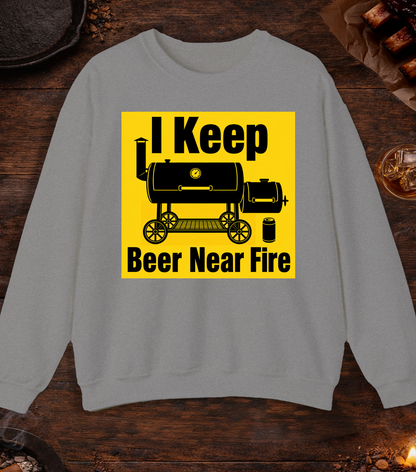 Beer Near Fire Crewneck - Sport Grey