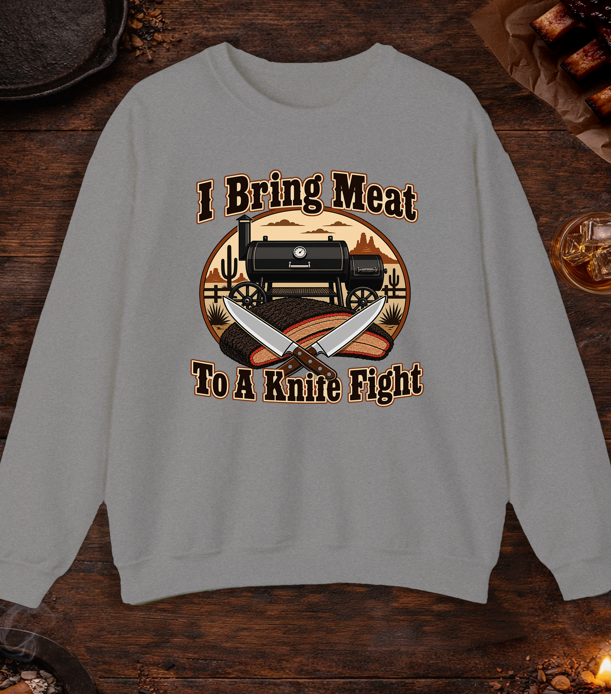 Meat Knife Fight Crewneck - Sport Grey