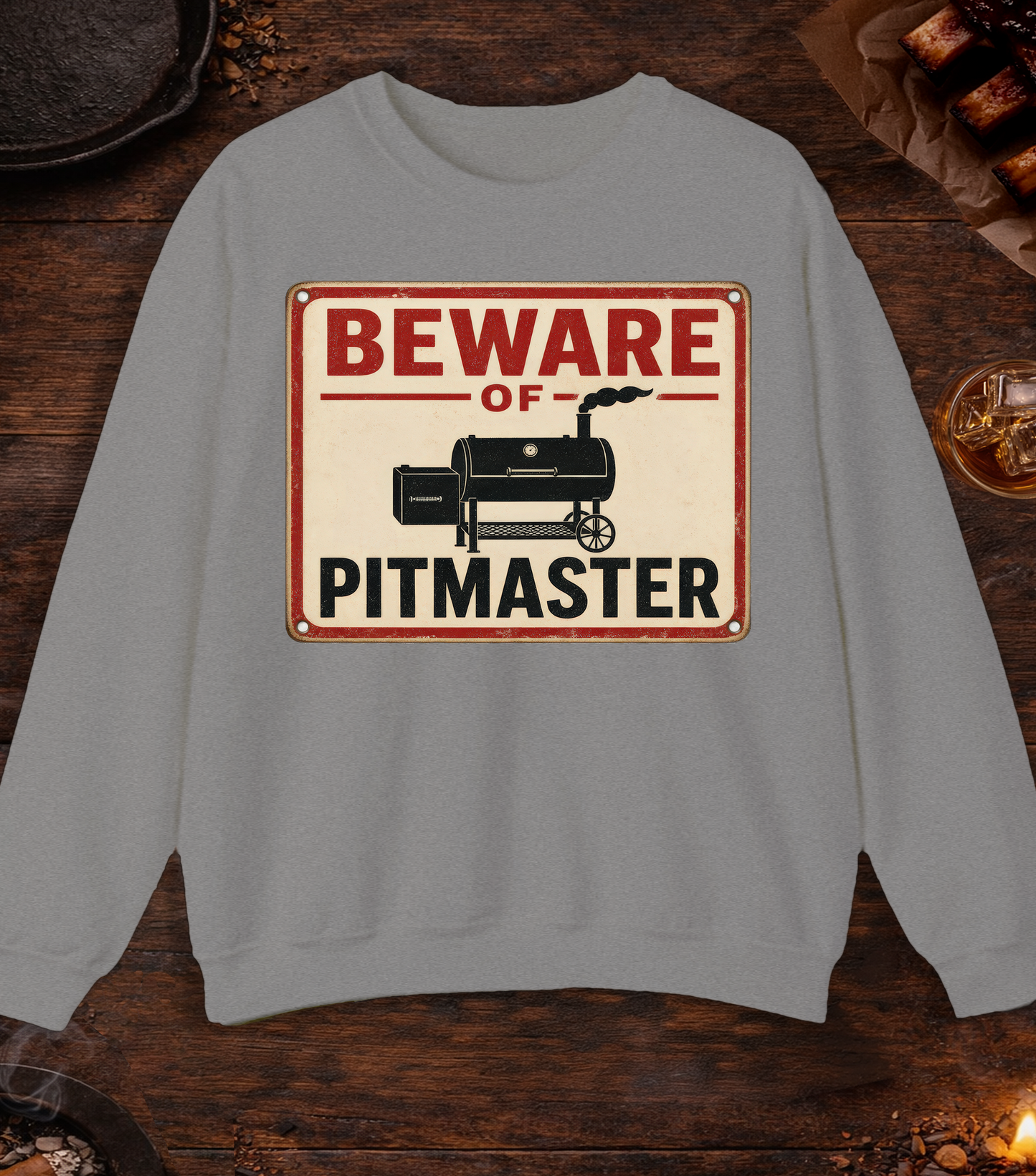 Beware of Pitmaster Crewneck - Sport Grey