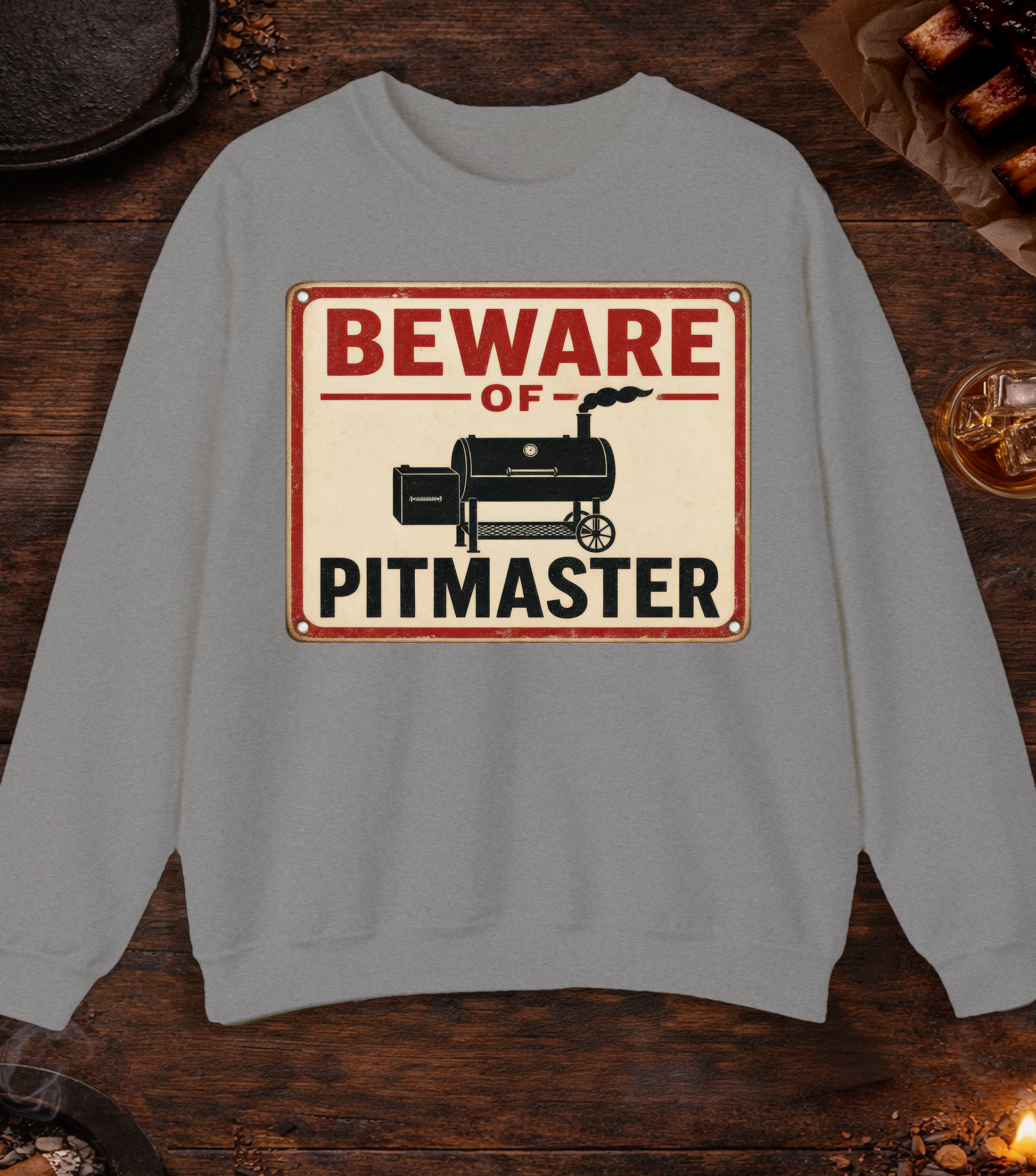 Beware of Pitmaster Crewneck - Sport Grey