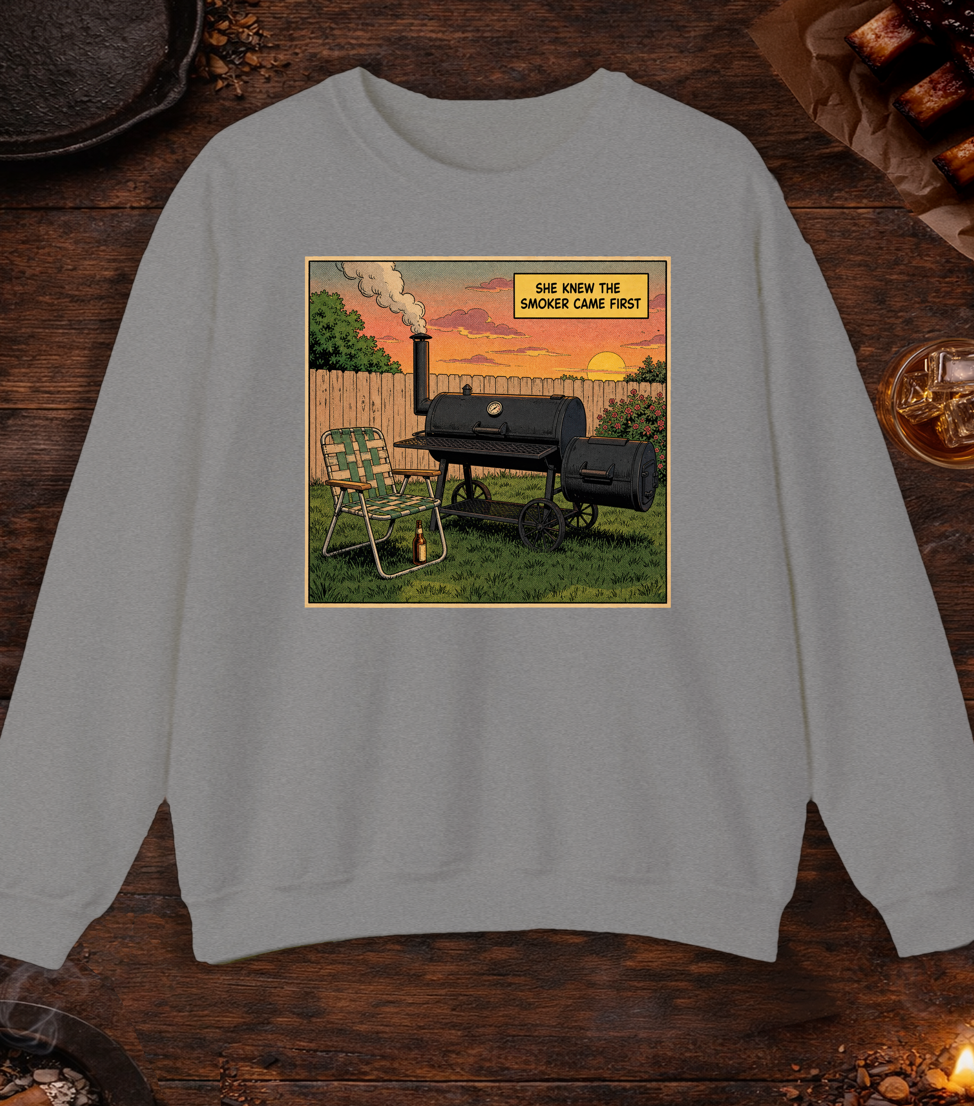 Smoker Came First Crewneck - Sport Grey