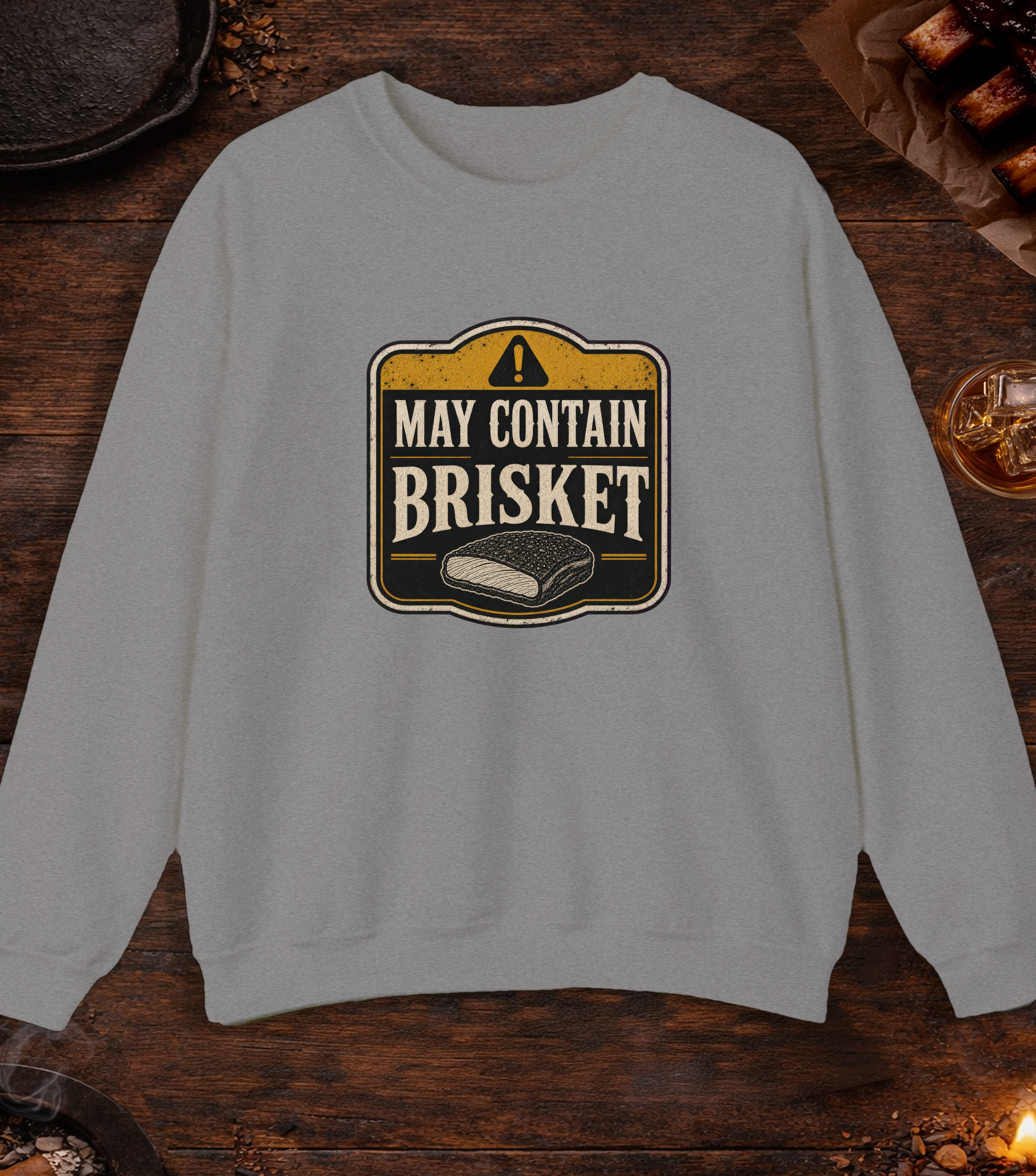 May Contain Brisket Crewneck - Sport Grey