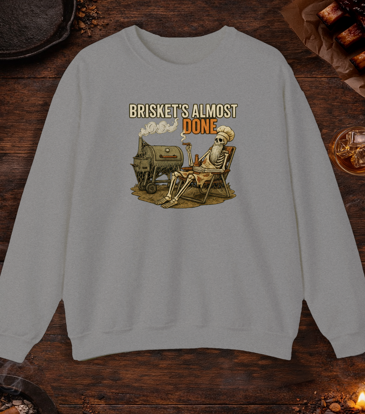 Briskets Almost Done Crewneck - Sport Grey