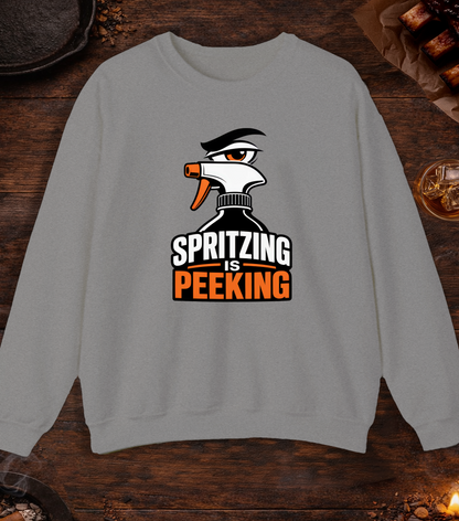 Spritzing Is Peeking Crewneck - Sport Grey