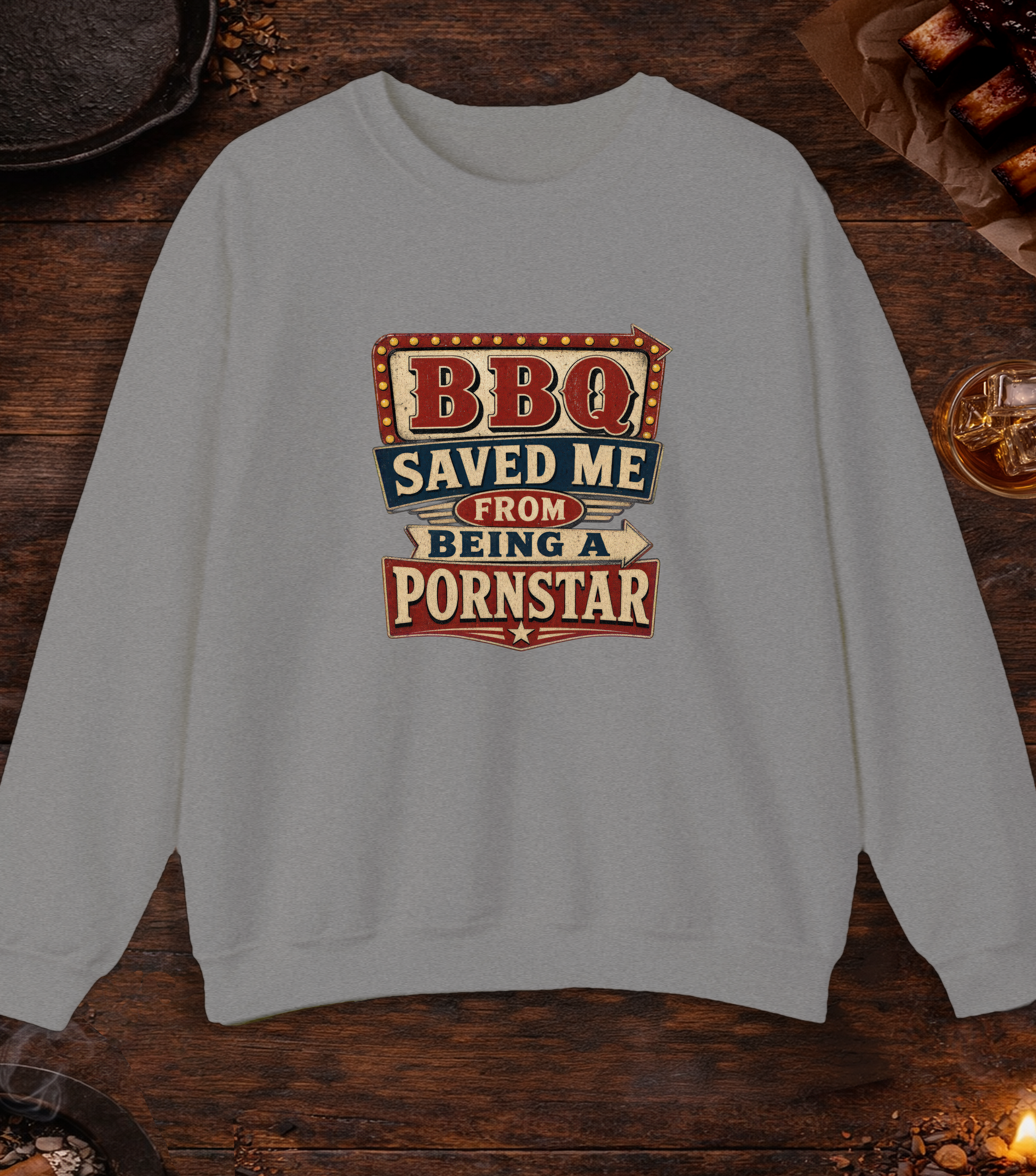 BBQ Saved Me Crewneck - Sport Grey