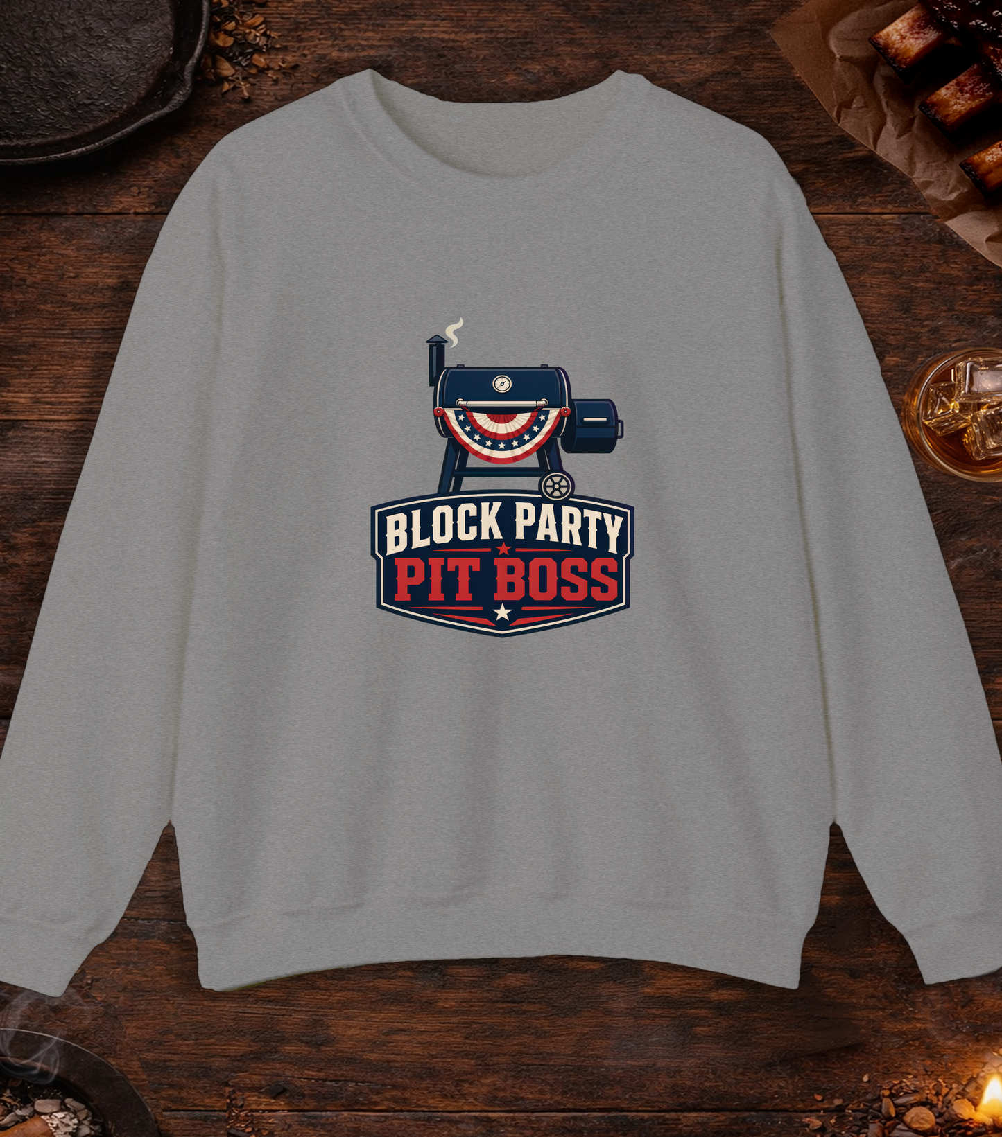 Block Party Pit Boss Crewneck - Sport Grey