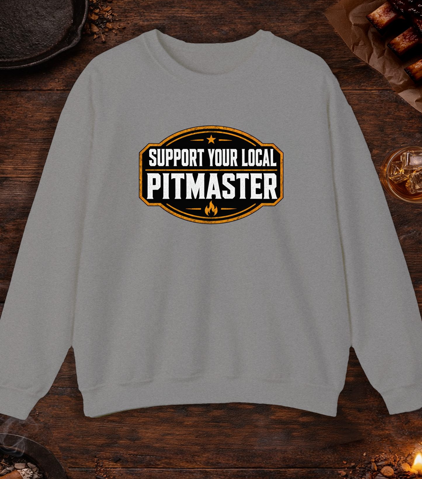 Support Your Pitmaster Crewneck - Sport Grey
