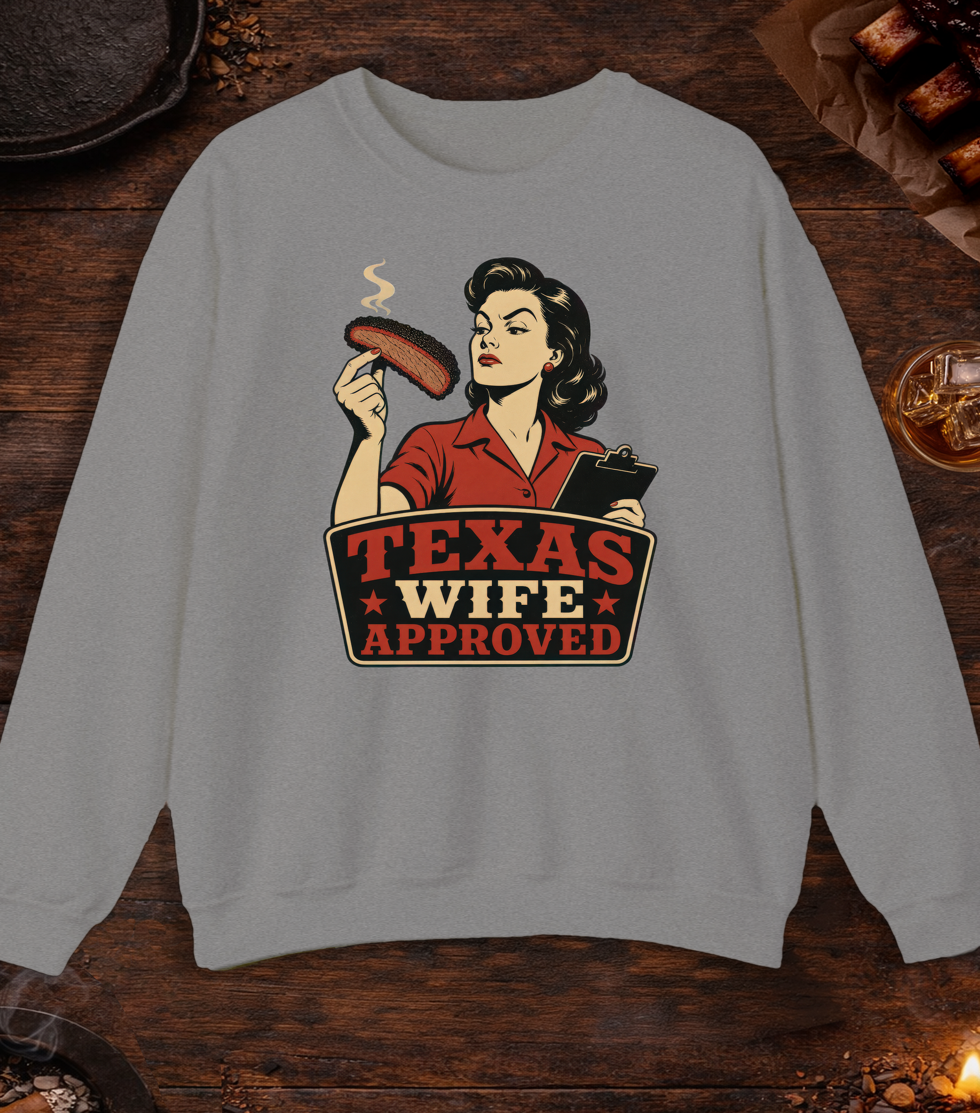 Texas Wife Approved Crewneck - Sport Grey