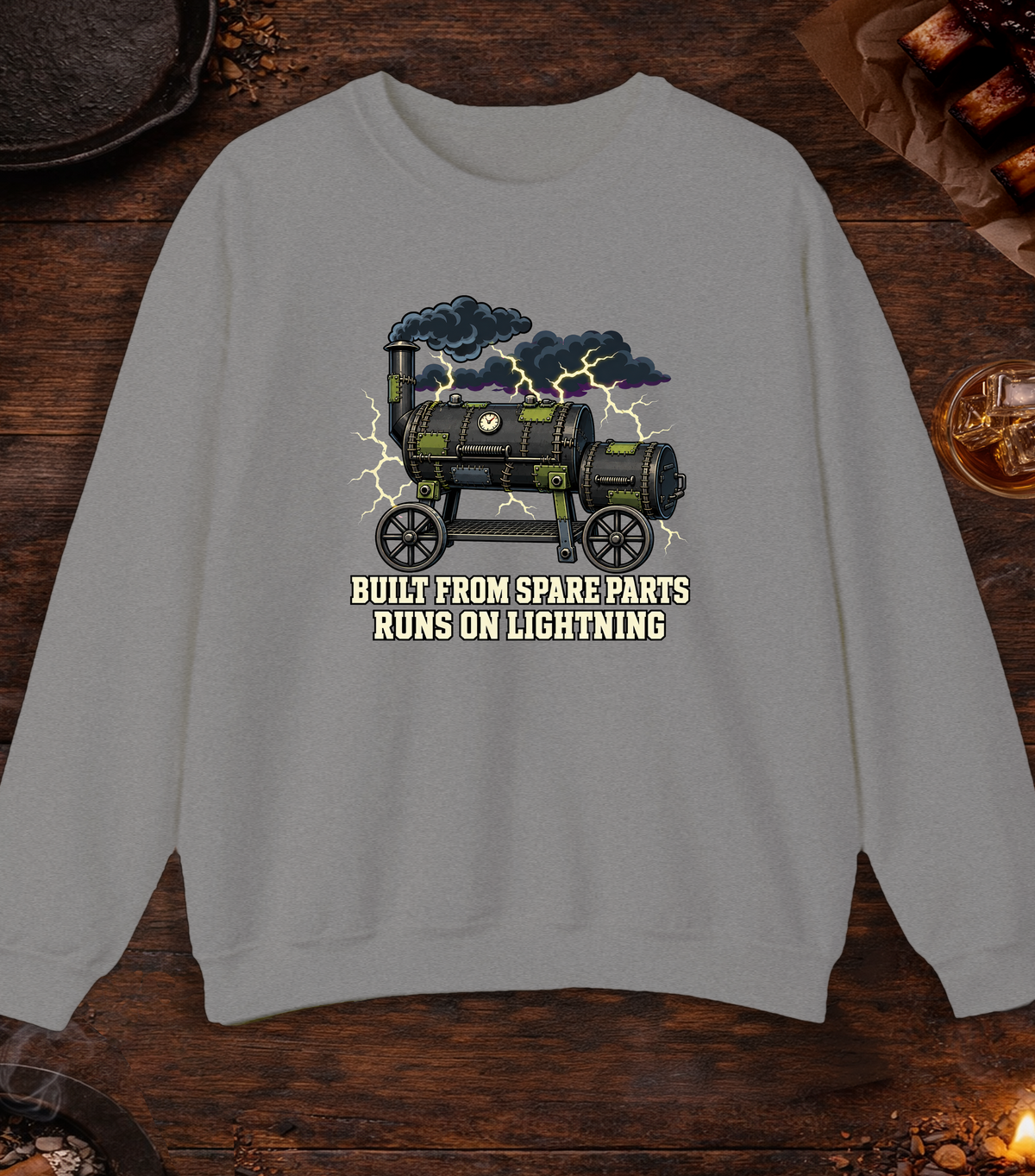 Runs on Lightning Crewneck - Sport Grey