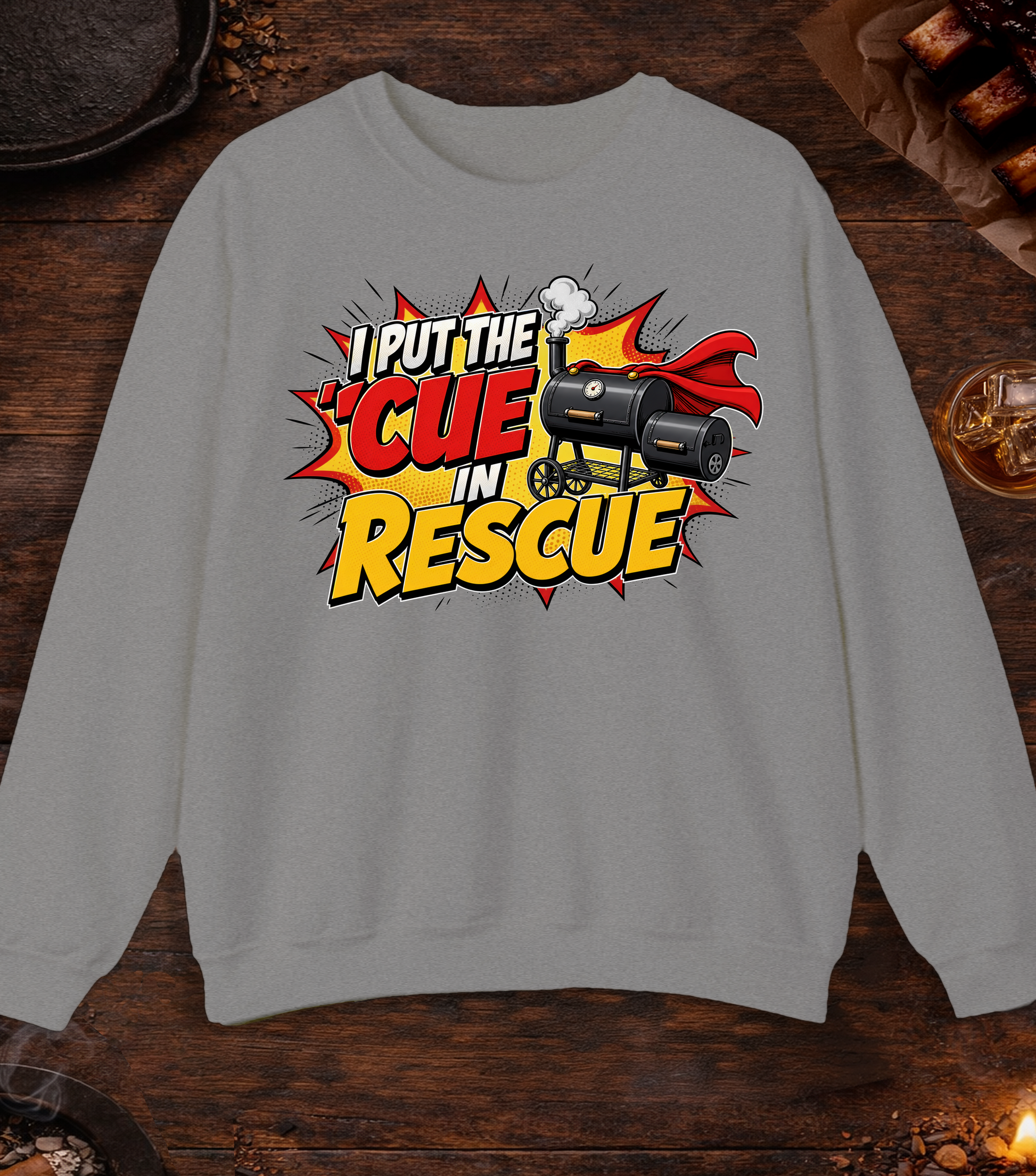 Cue in Rescue Crewneck - Sport Grey