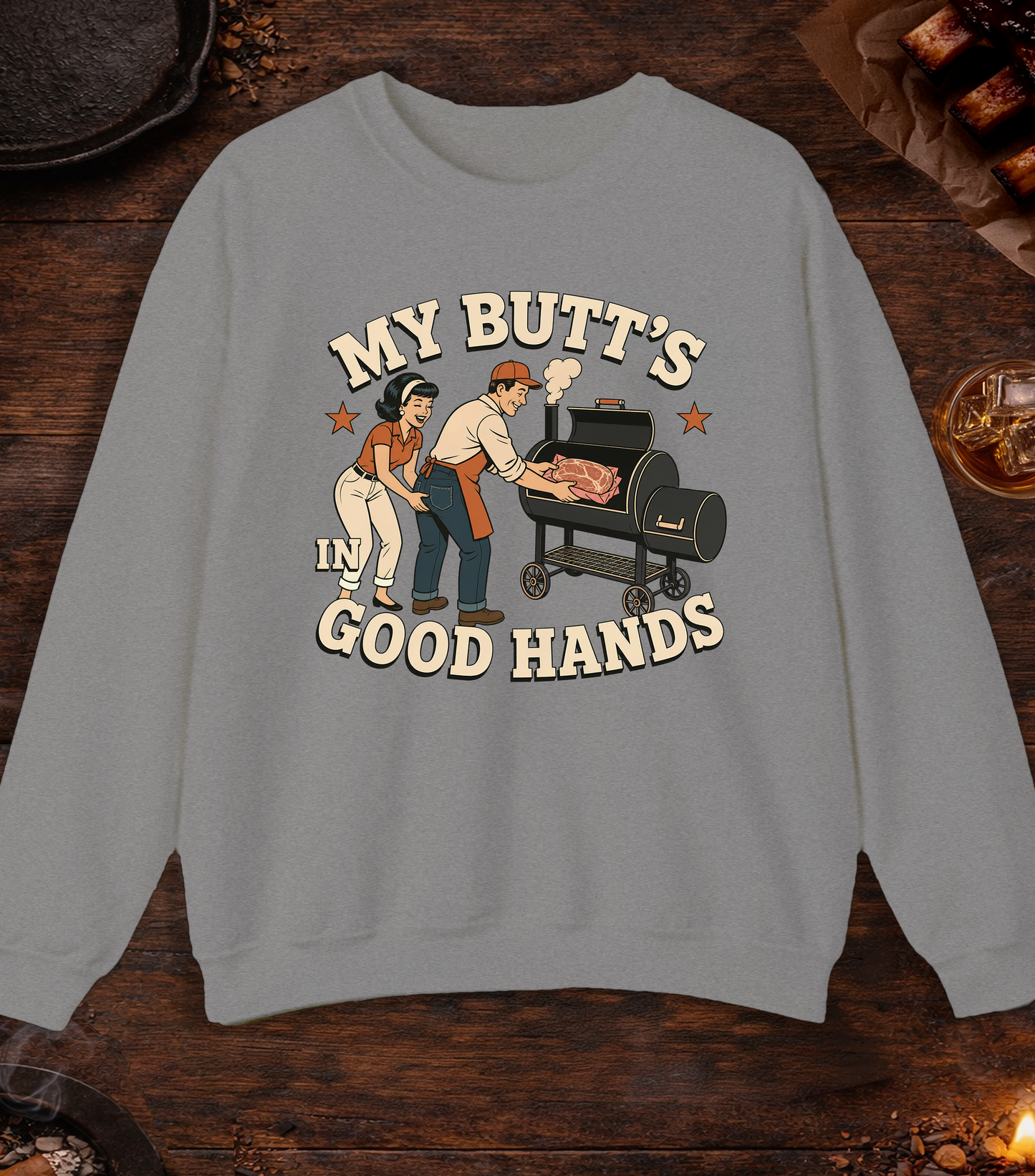 Butt Good Hands Crewneck - Sport Grey