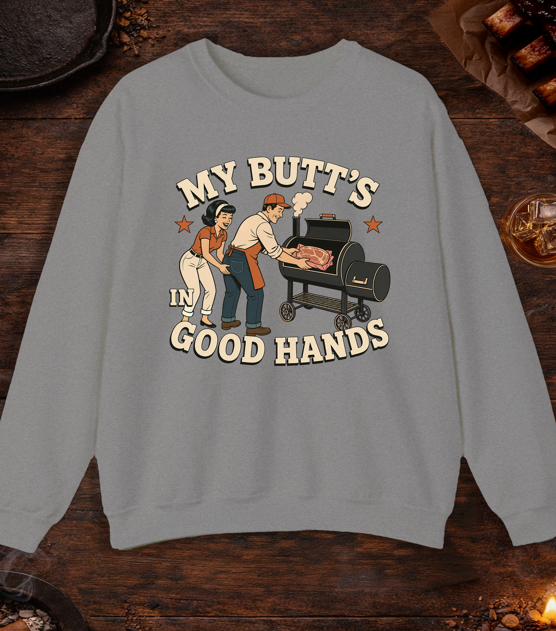 Butt Good Hands Crewneck - Sport Grey