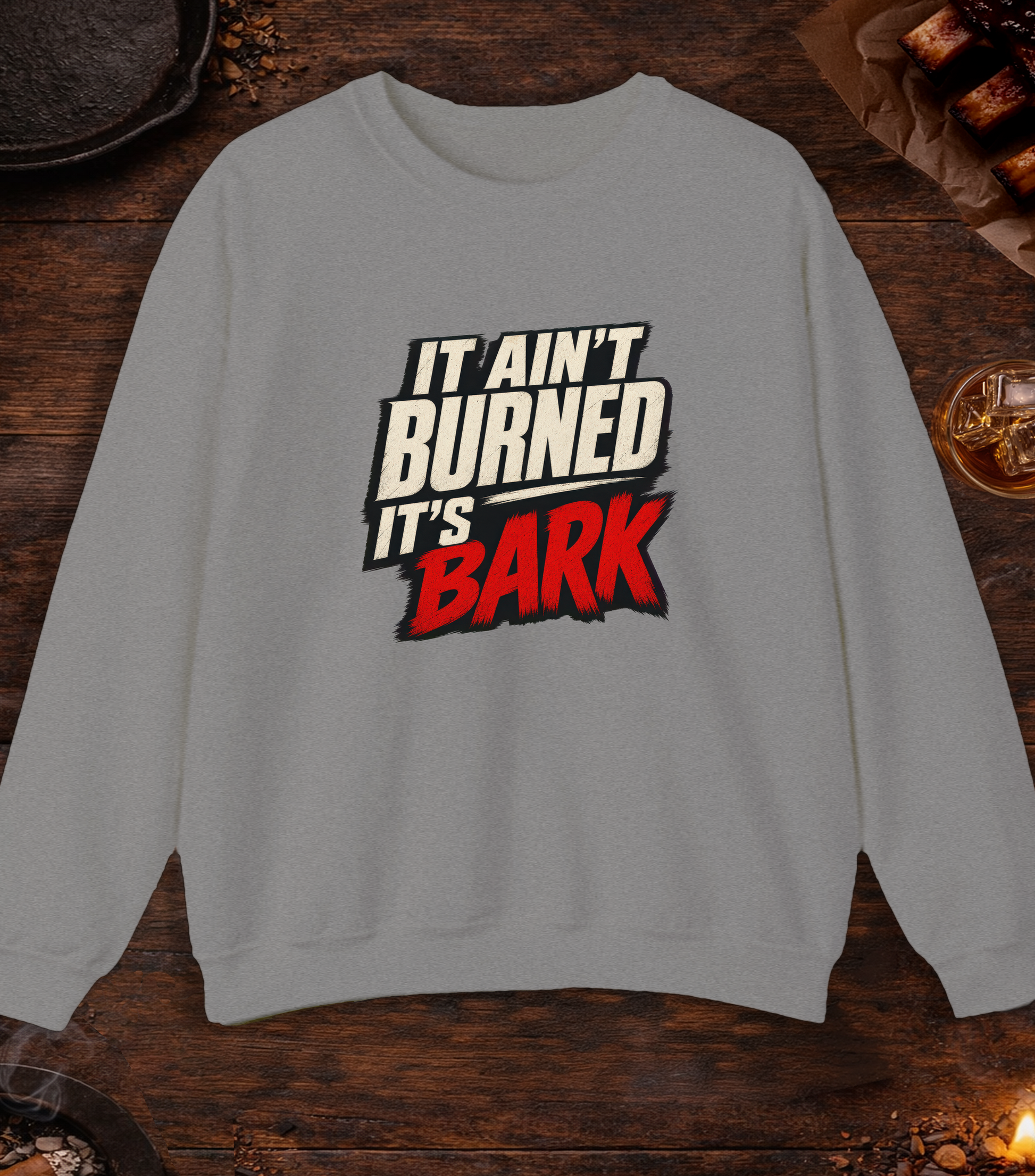 Not Burned Bark Crewneck - Sport Grey