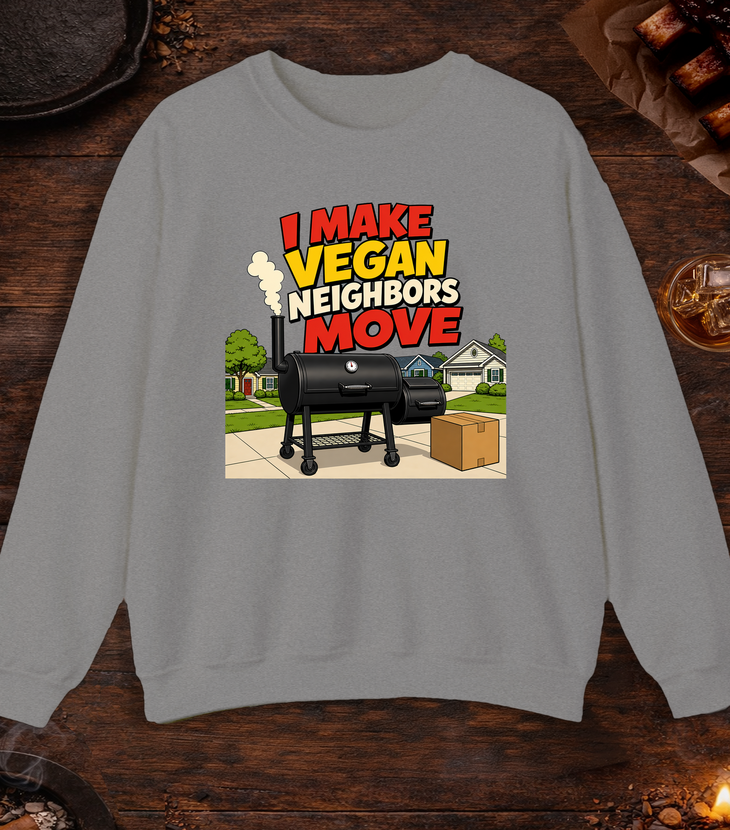 Vegan Neighbors Move Crewneck - Sport Grey