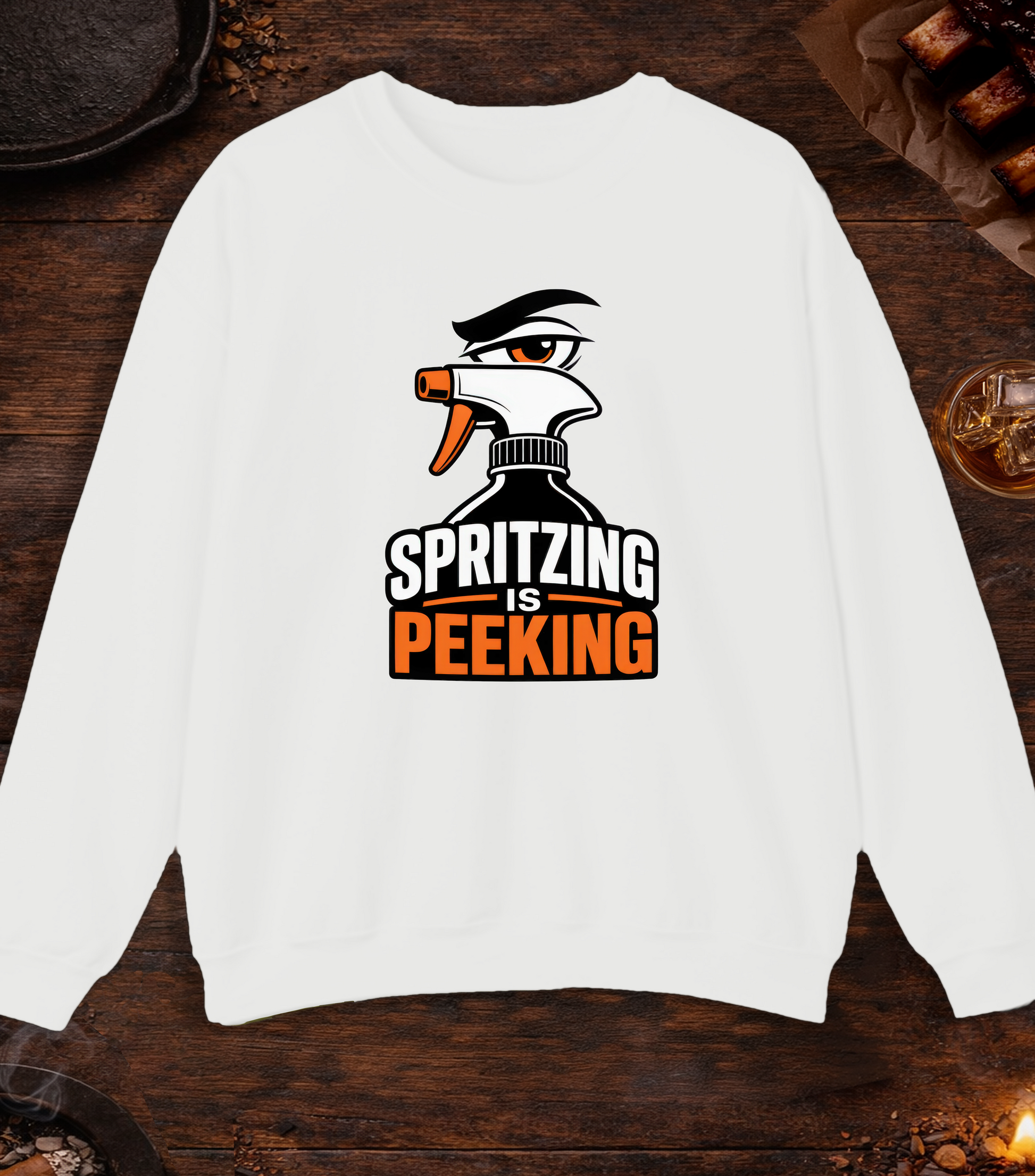 Spritzing Is Peeking Crewneck - White