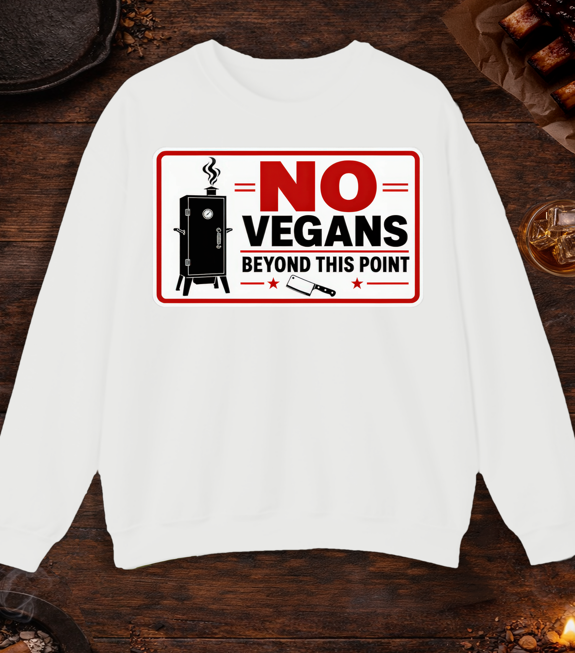 No Vegans Crewneck - White