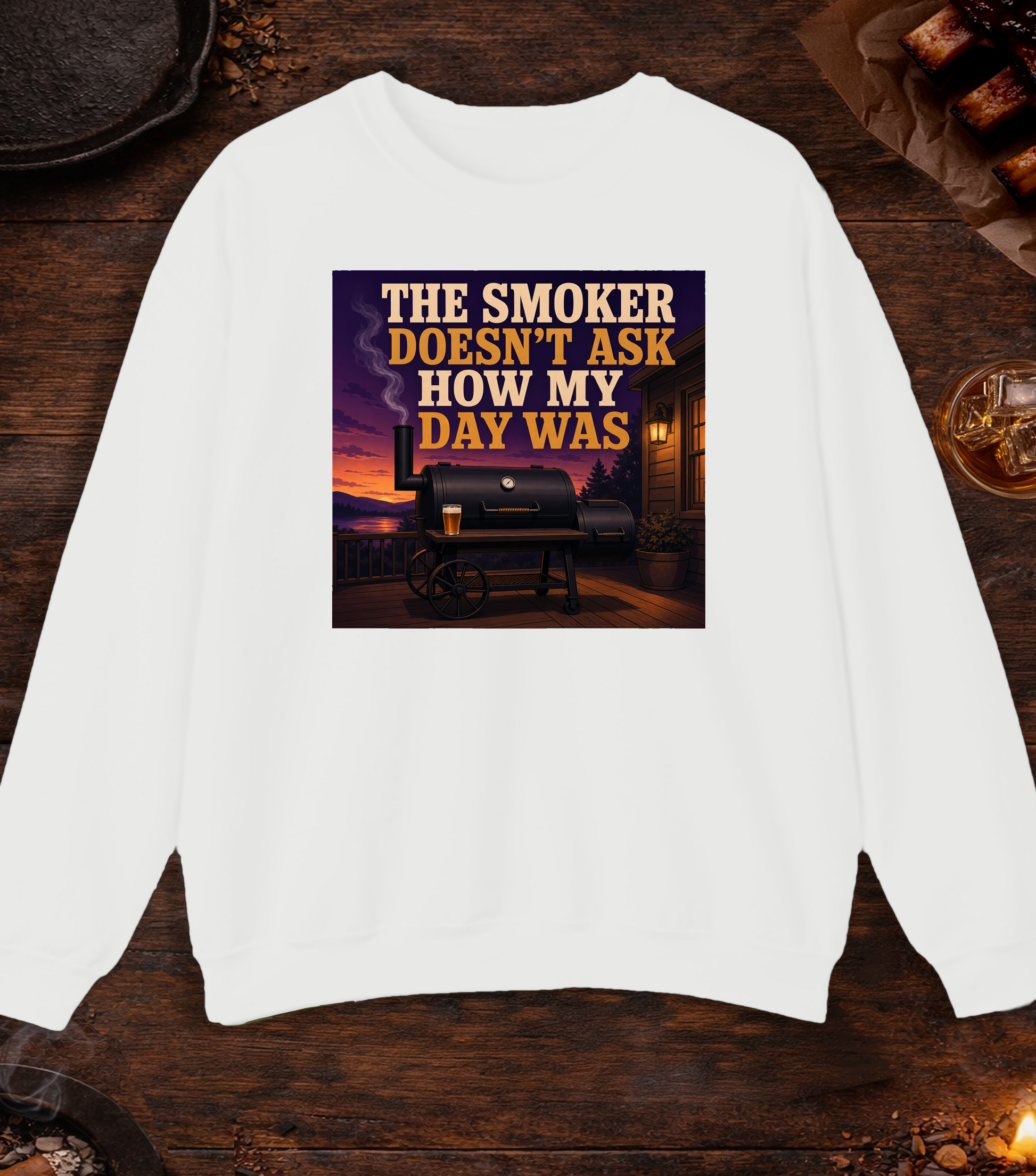 Doesn't Ask About My Day Crewneck - White