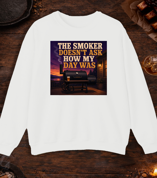 Doesn't Ask About My Day Crewneck - White