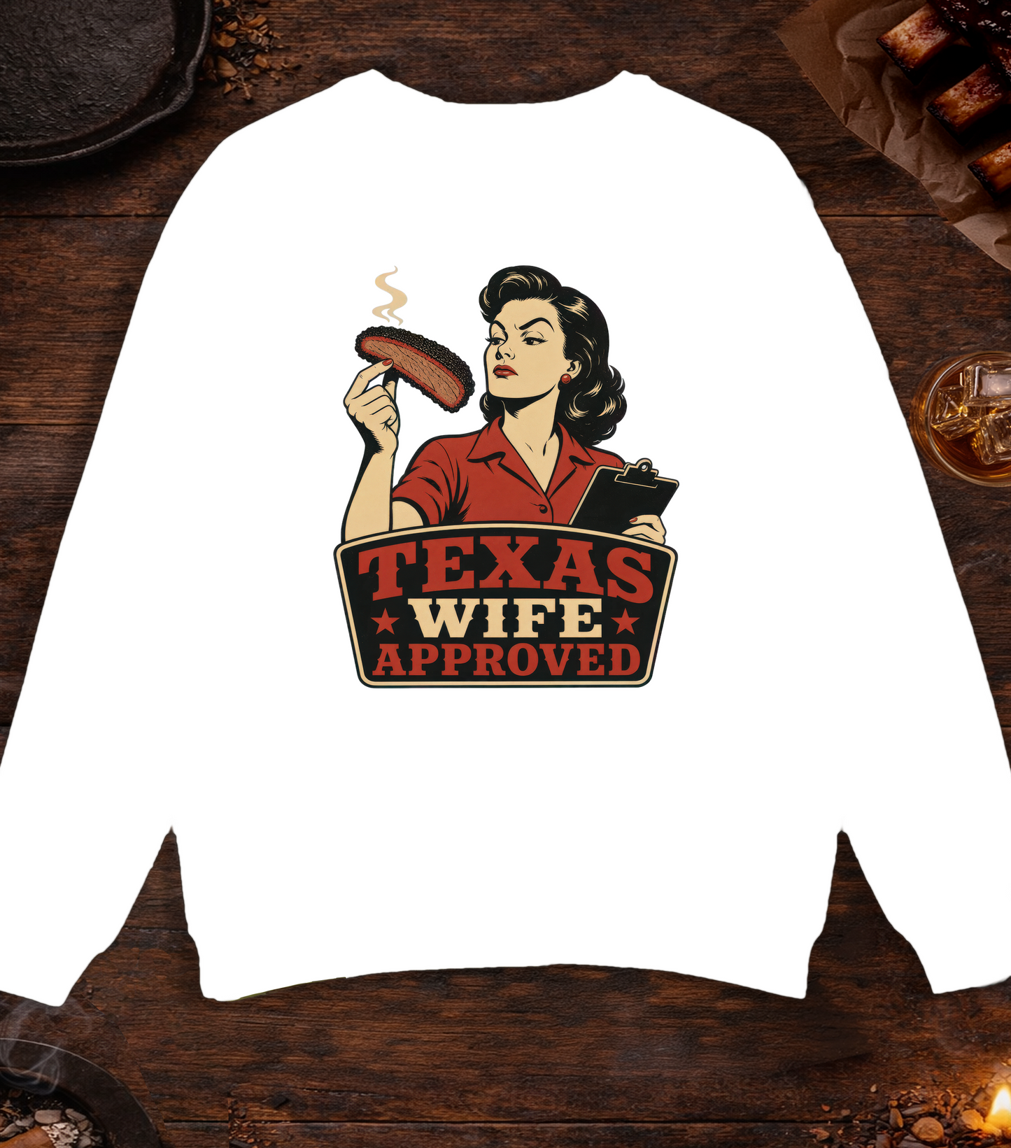 Texas Wife Approved Crewneck - White