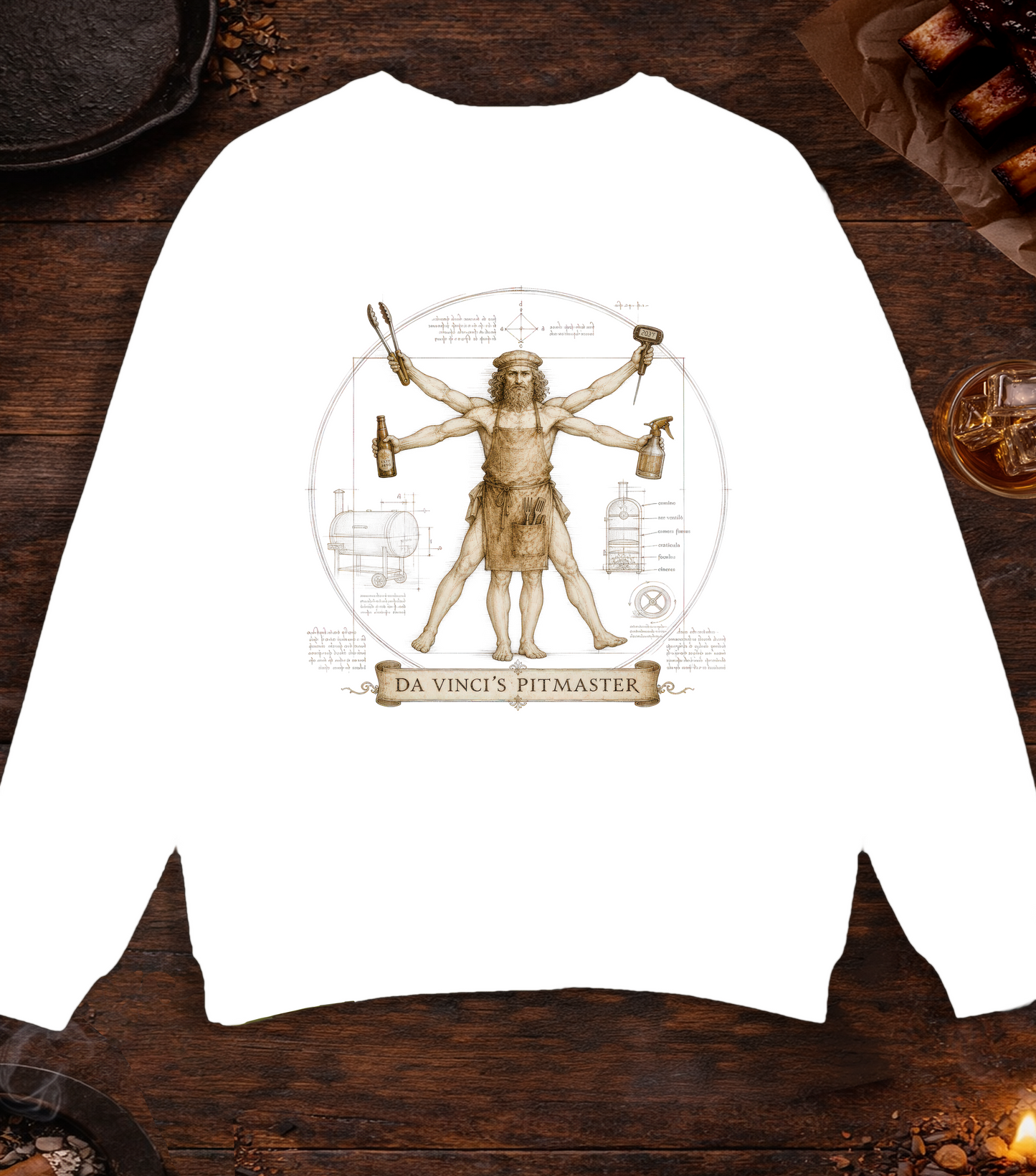 Da Vinci's Pitmaster Crewneck - White