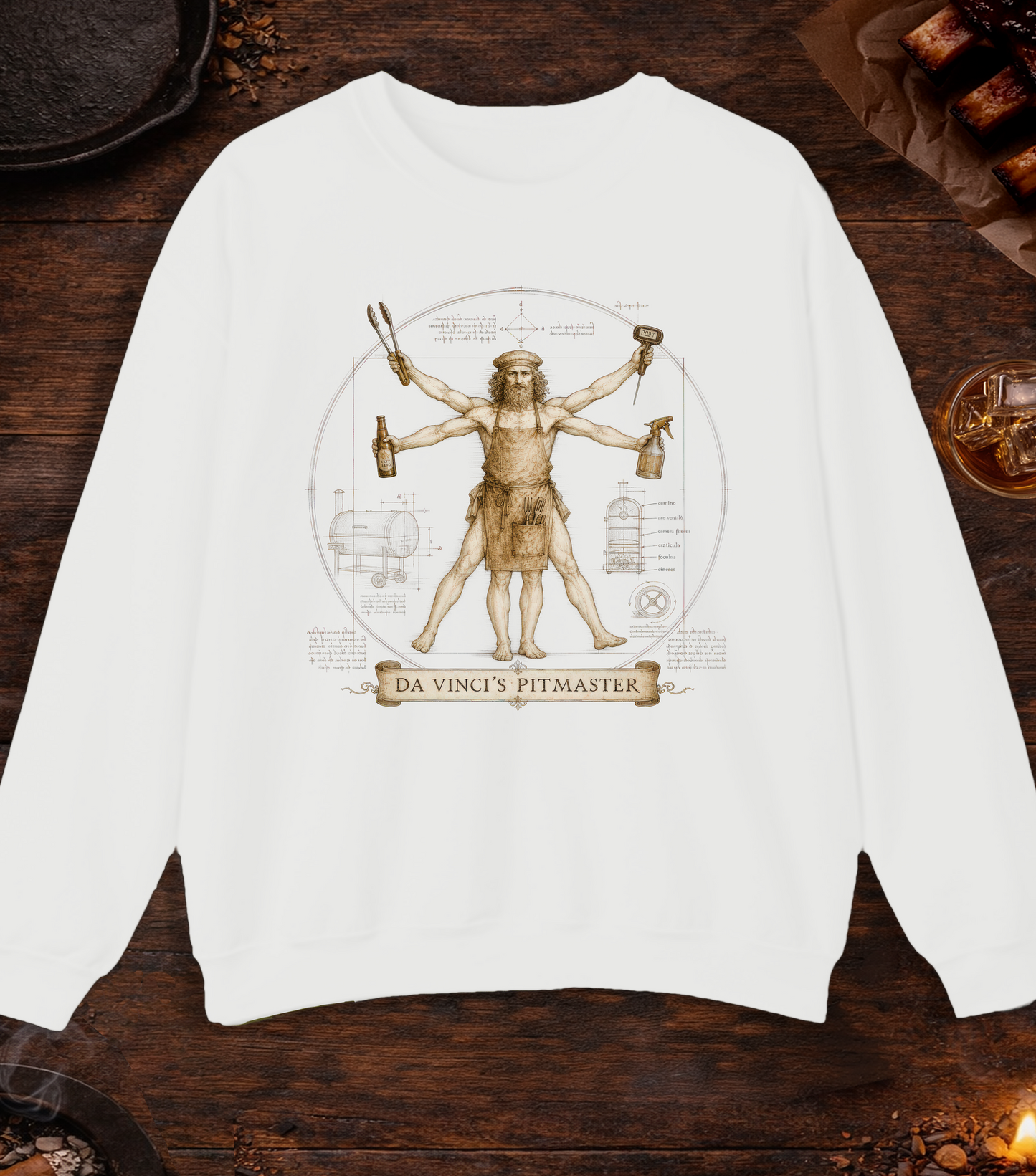 Da Vinci's Pitmaster Crewneck - White
